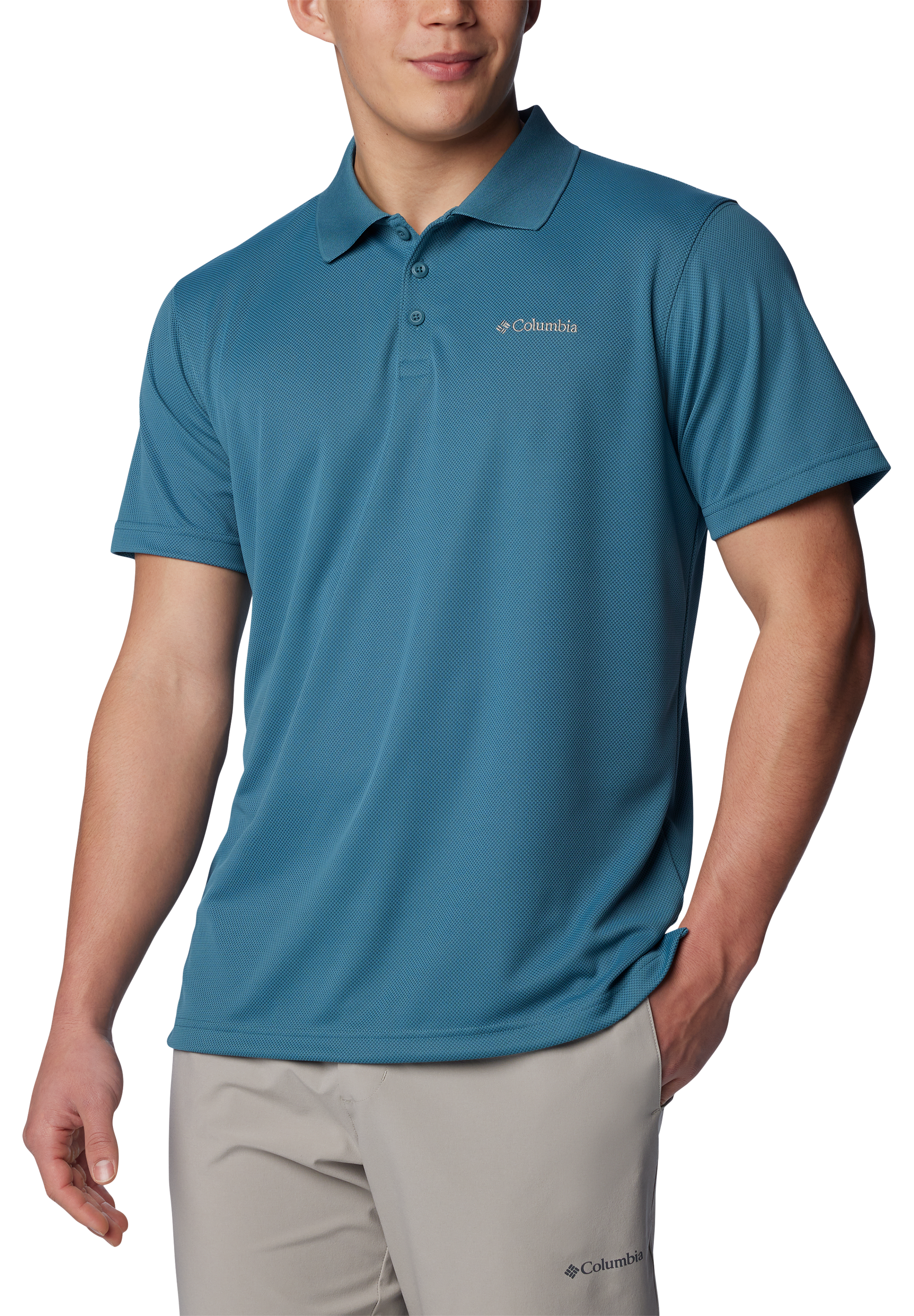 Image of Columbia Utilizer Short-Sleeve Polo for Men - Cloudburst - S