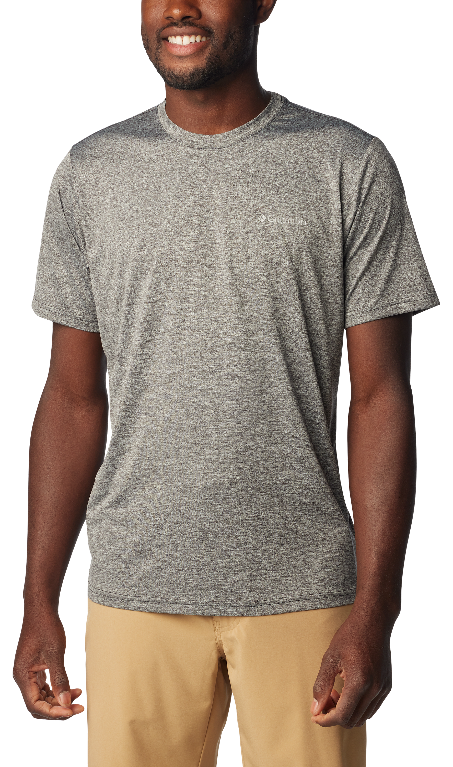 Image of Columbia Hike Crewneck Short-Sleeve Shirt for Men - Black Heather - 3X