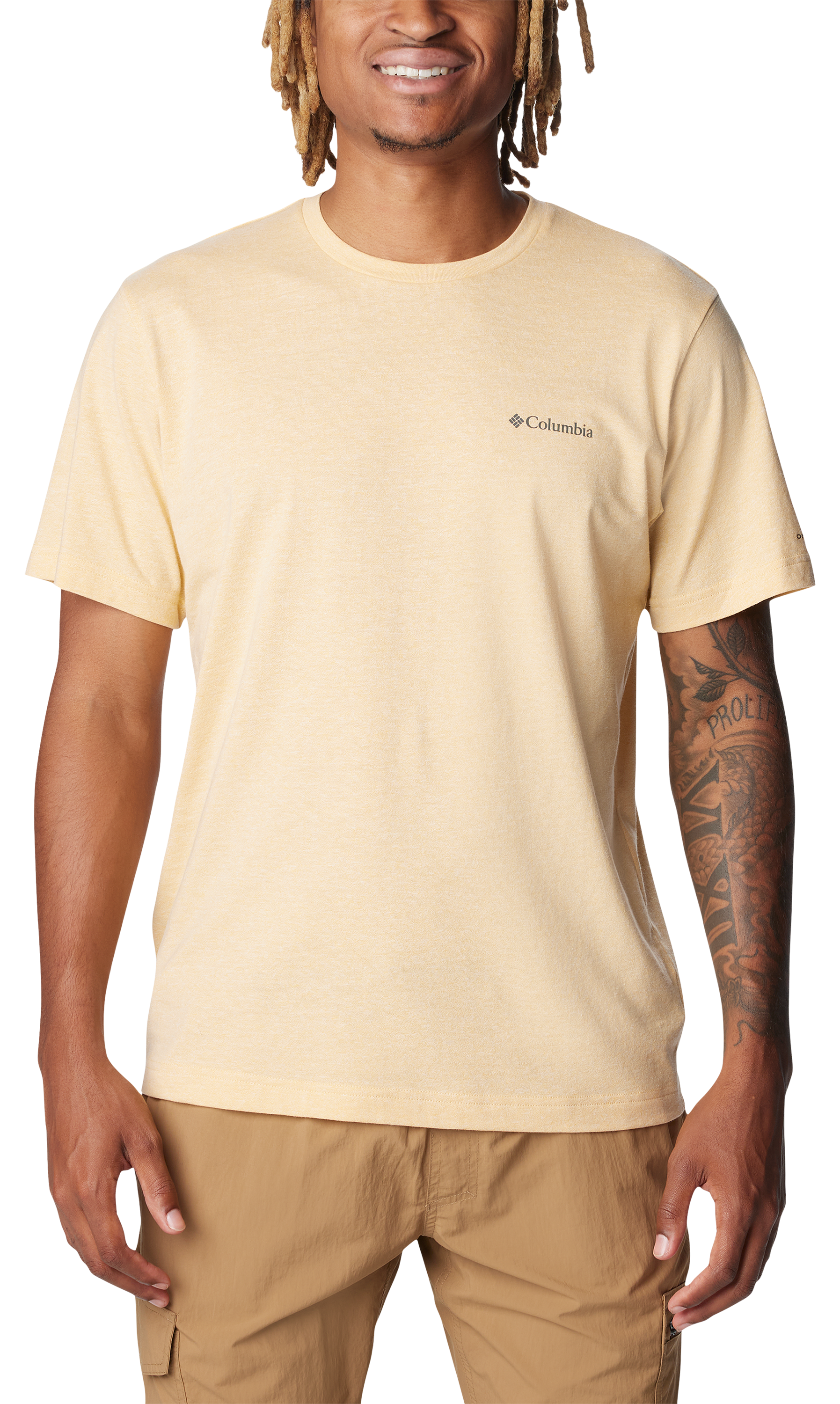 Image of Columbia Thistletown Hills Short-Sleeve Shirt for Men - Light Camel Heather - S