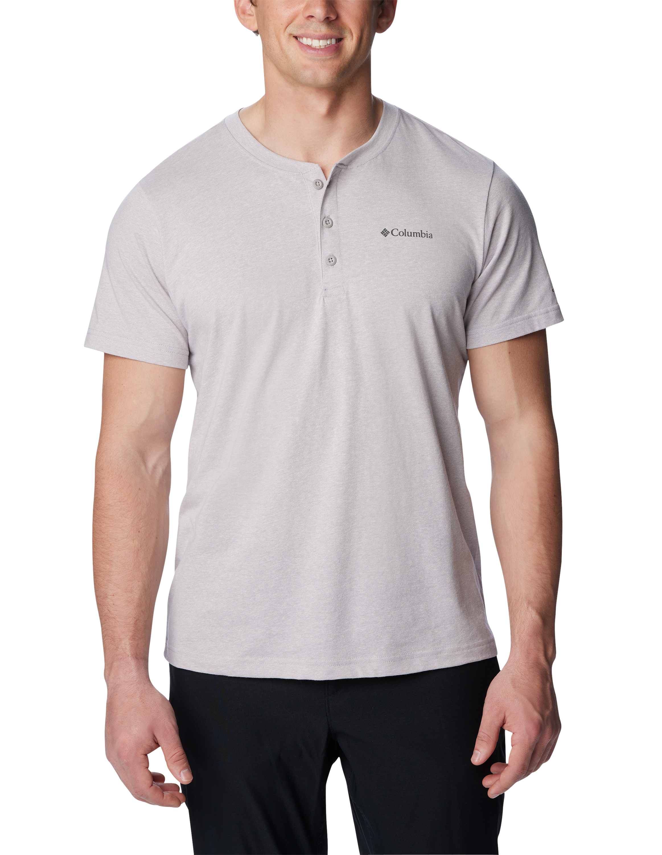 Image of Columbia Thistletown Hills Short-Sleeve Henley for Men - Columbia Grey Heather