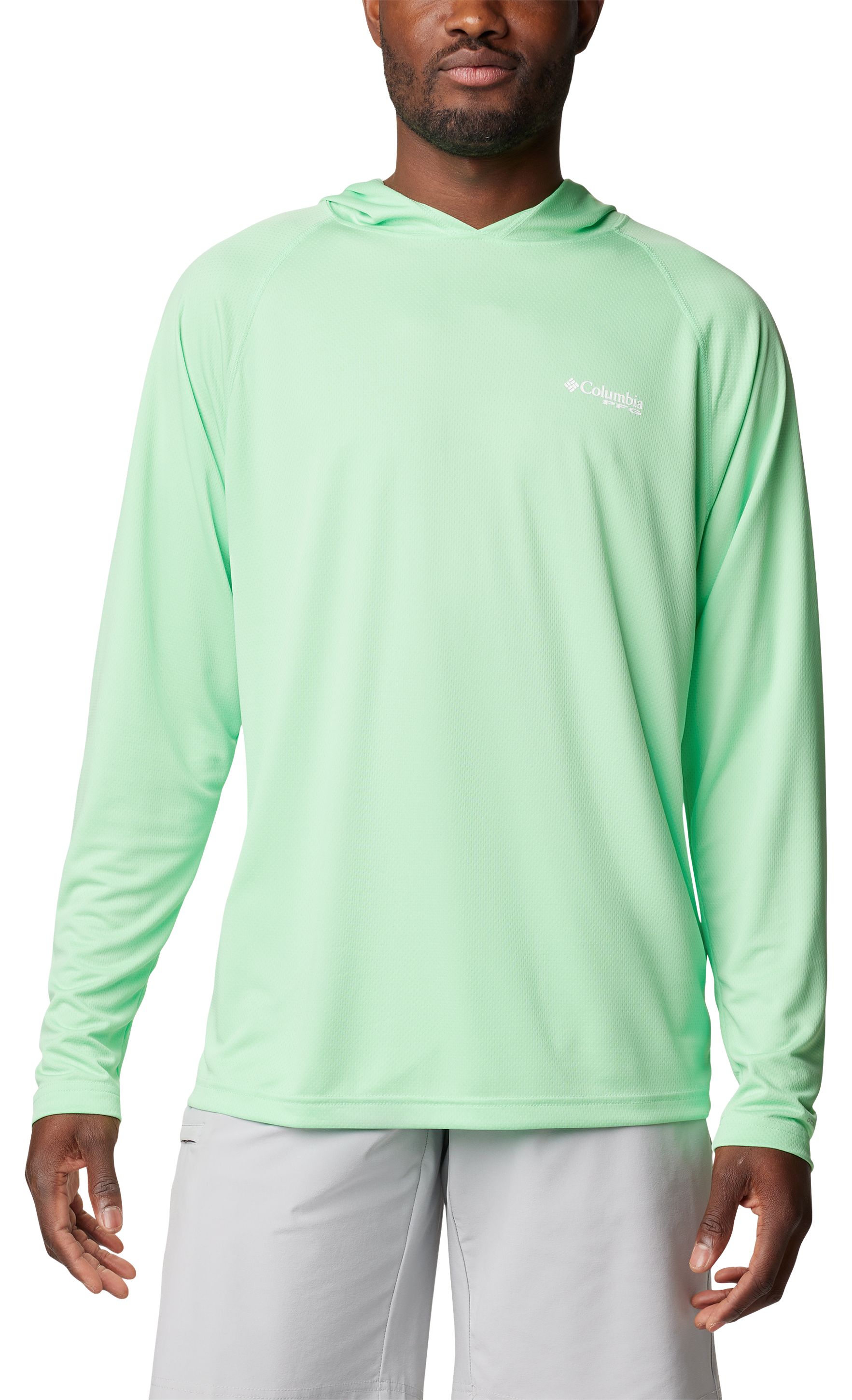 Image of Columbia PFG Solar Stream Hoodie for Men - Ocean Mint - S