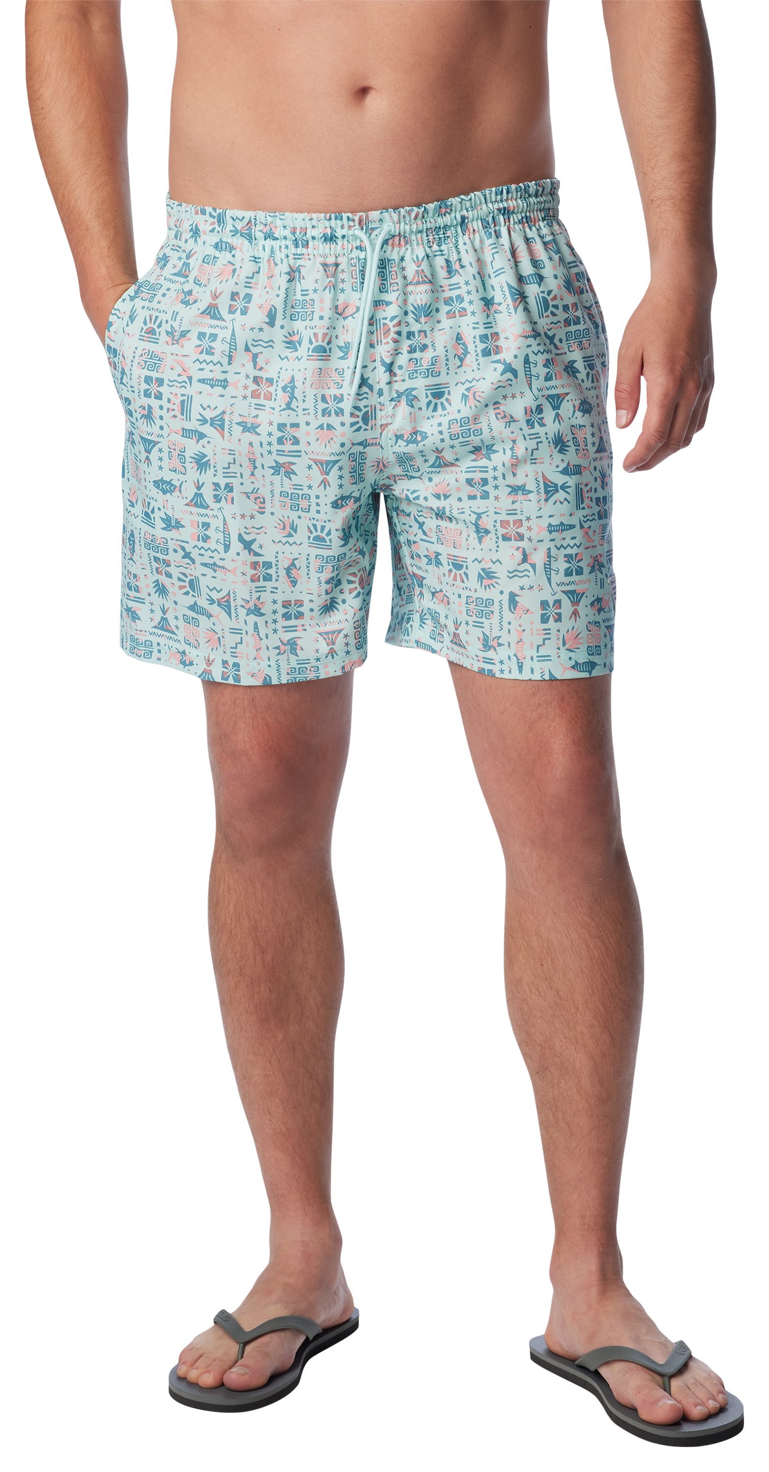 Columbia PFG Rambler Swim Shorts for Men - Icy Morn Fishtiki - XL