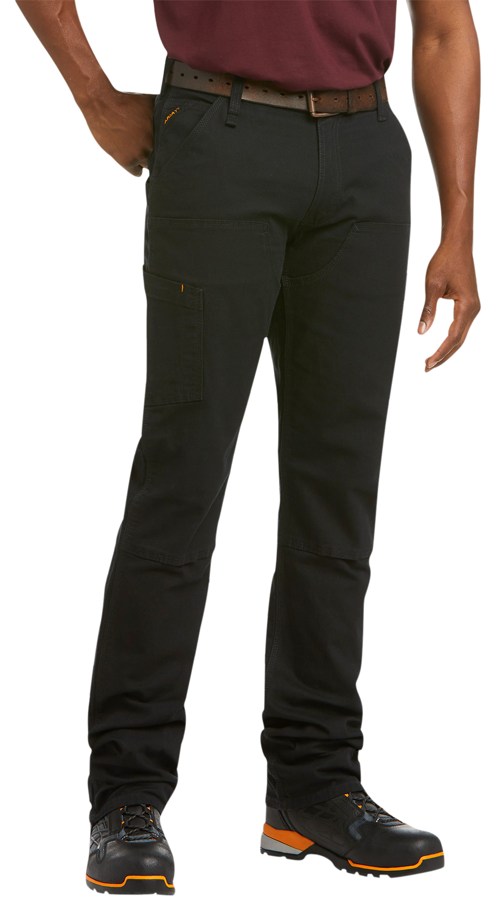 Ariat RebarM4 Made Tough Relaxed DuraStretch Double-Front Straight-Leg Pants for Men - Black - 38x36