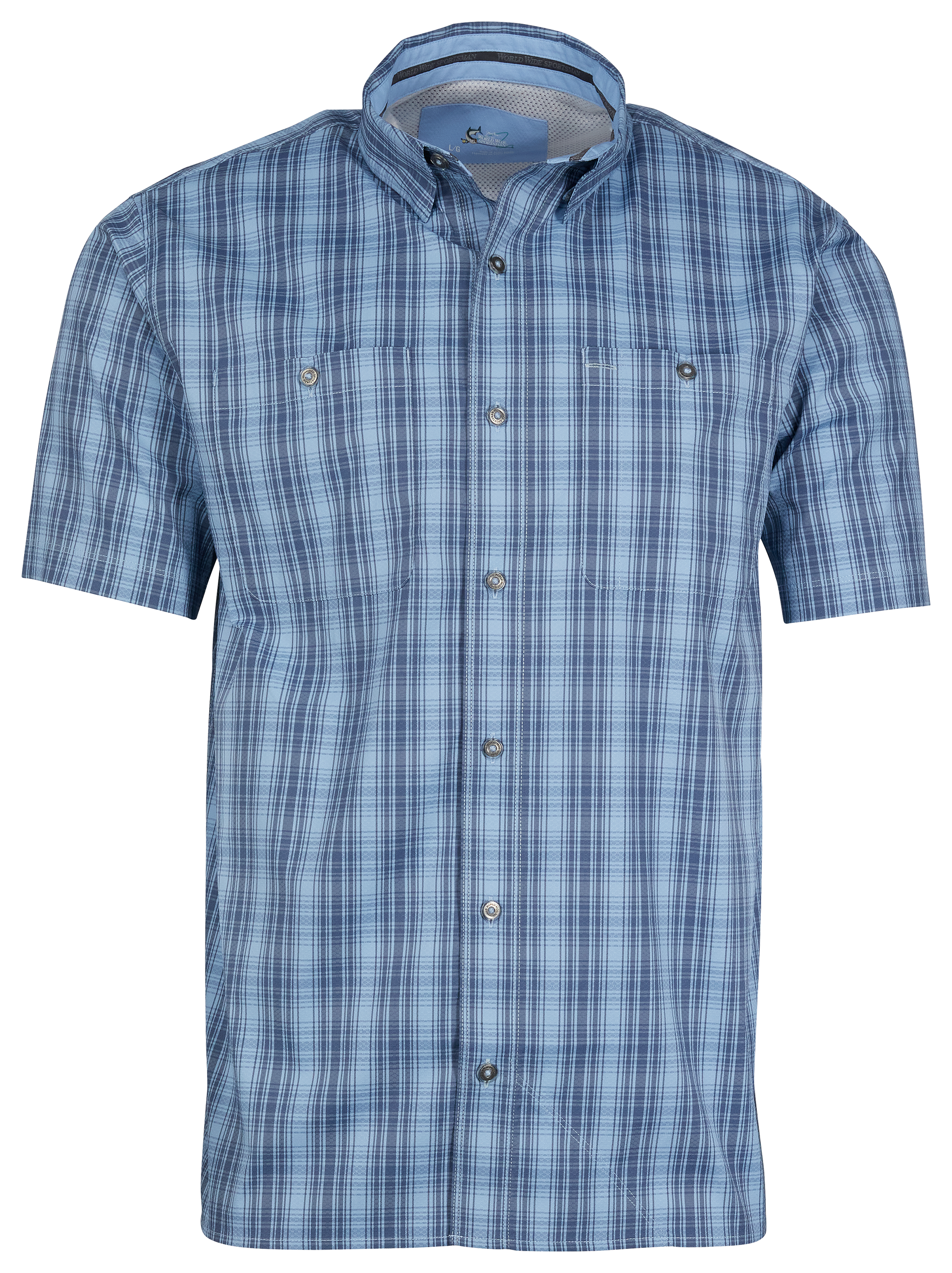 World Wide Sportsman Ultimate Angler Plaid Short-Sleeve Shirt for Men - Placid Blue Plaid - M