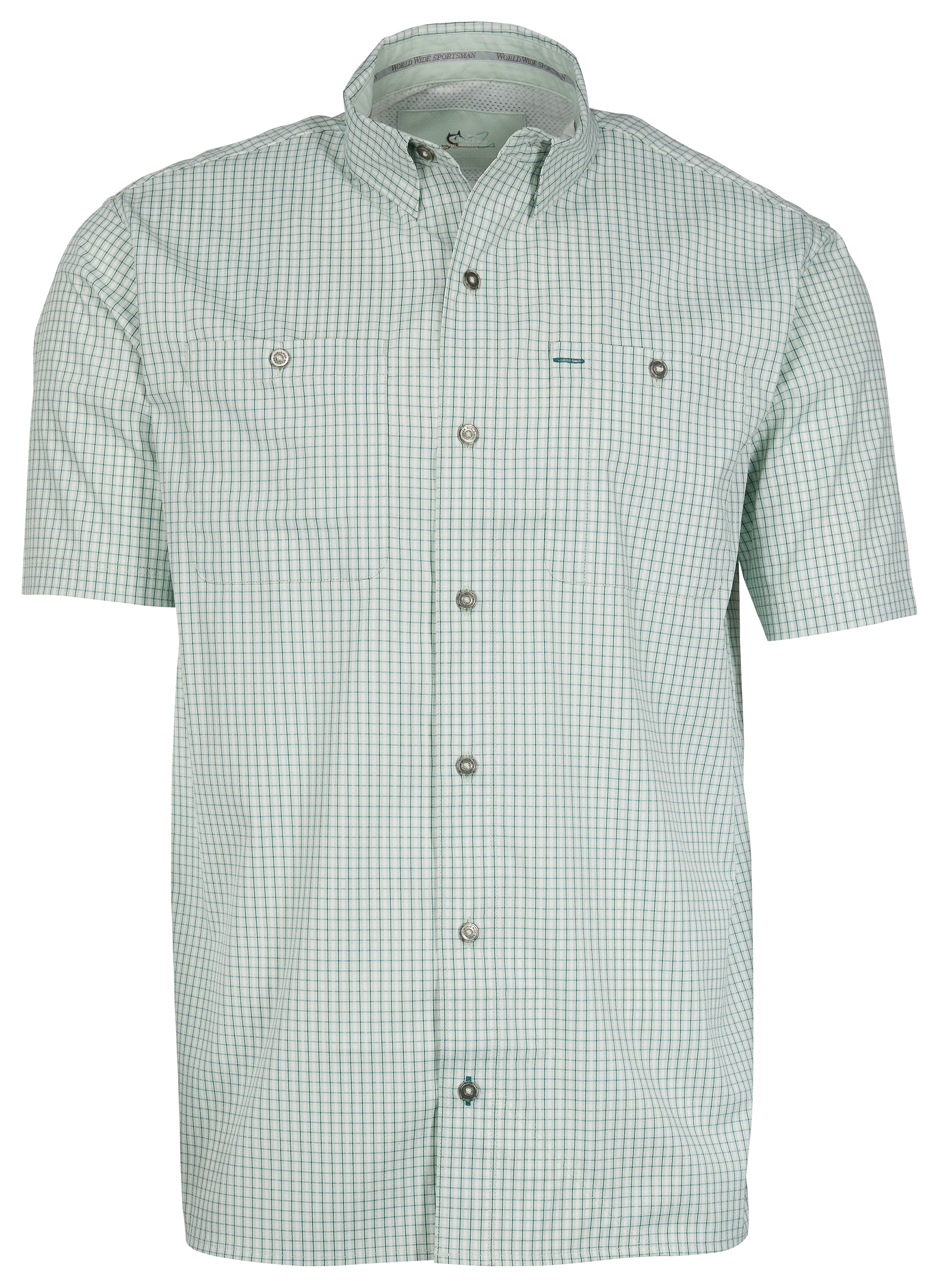 World Wide Sportsman Ultimate Angler Plaid Short-Sleeve Shirt for Men - Surf Spray Tattersall - M