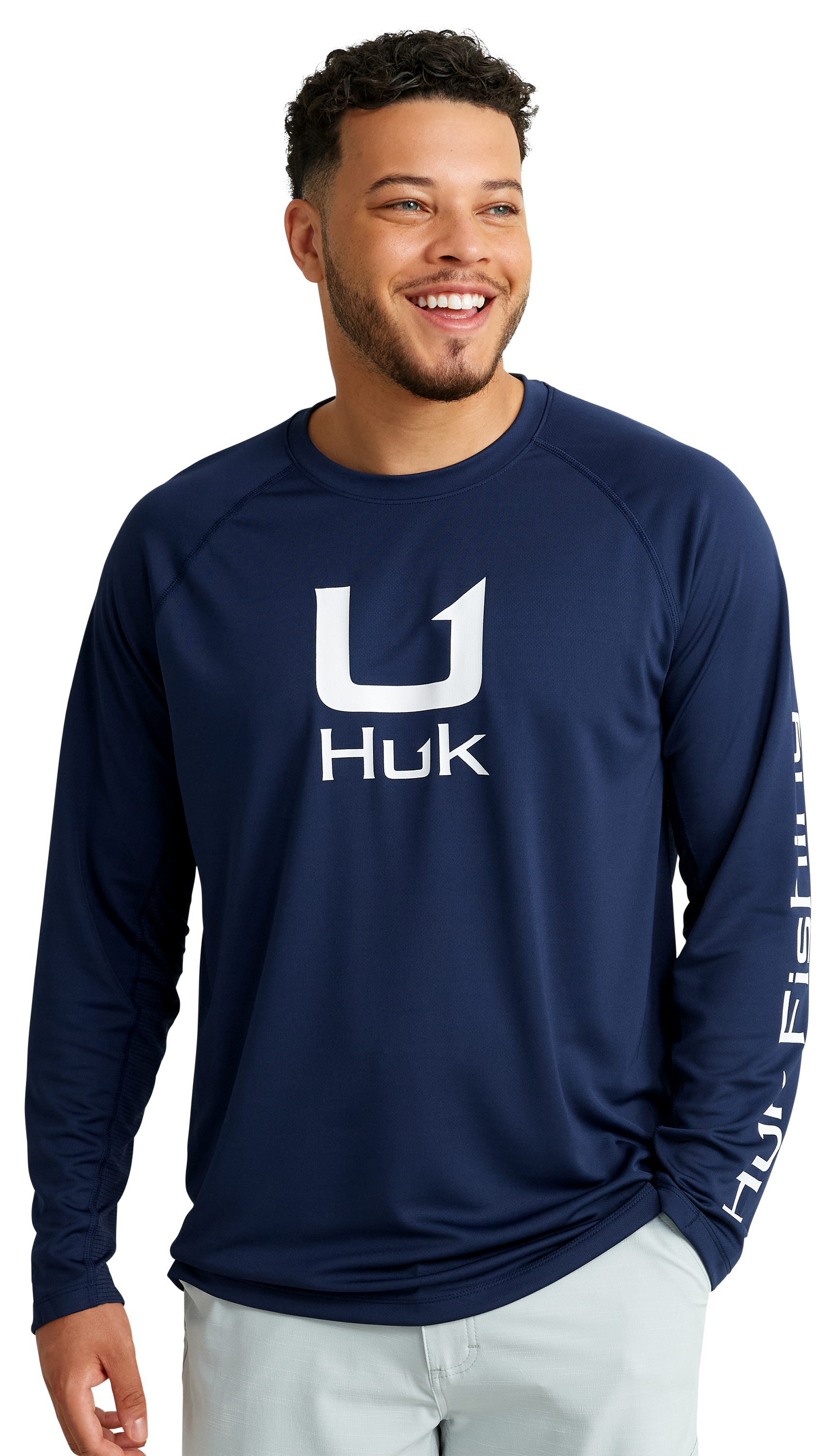 Image of Huk Icon Crew-Neck Long-Sleeve Shirt for Men - Naval Academy - 3XL