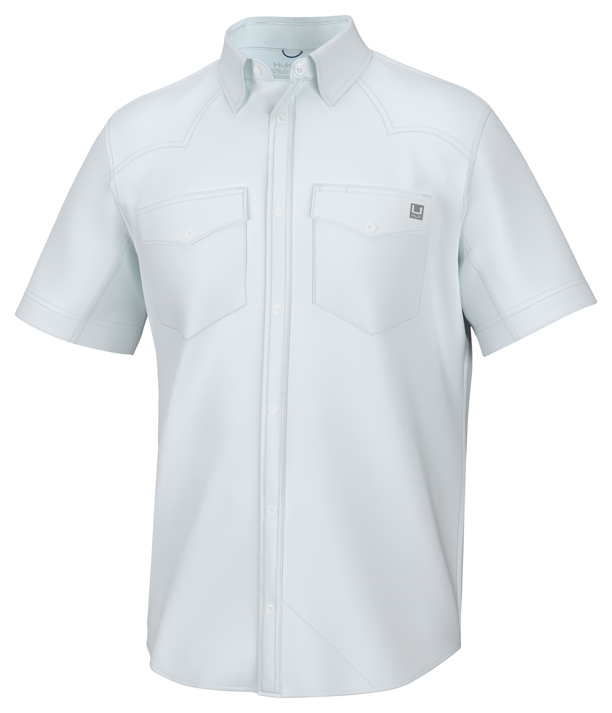 Image of Huk Diamond Back Short-Sleeve Snap-Down Shirt for Men - White - 2XL