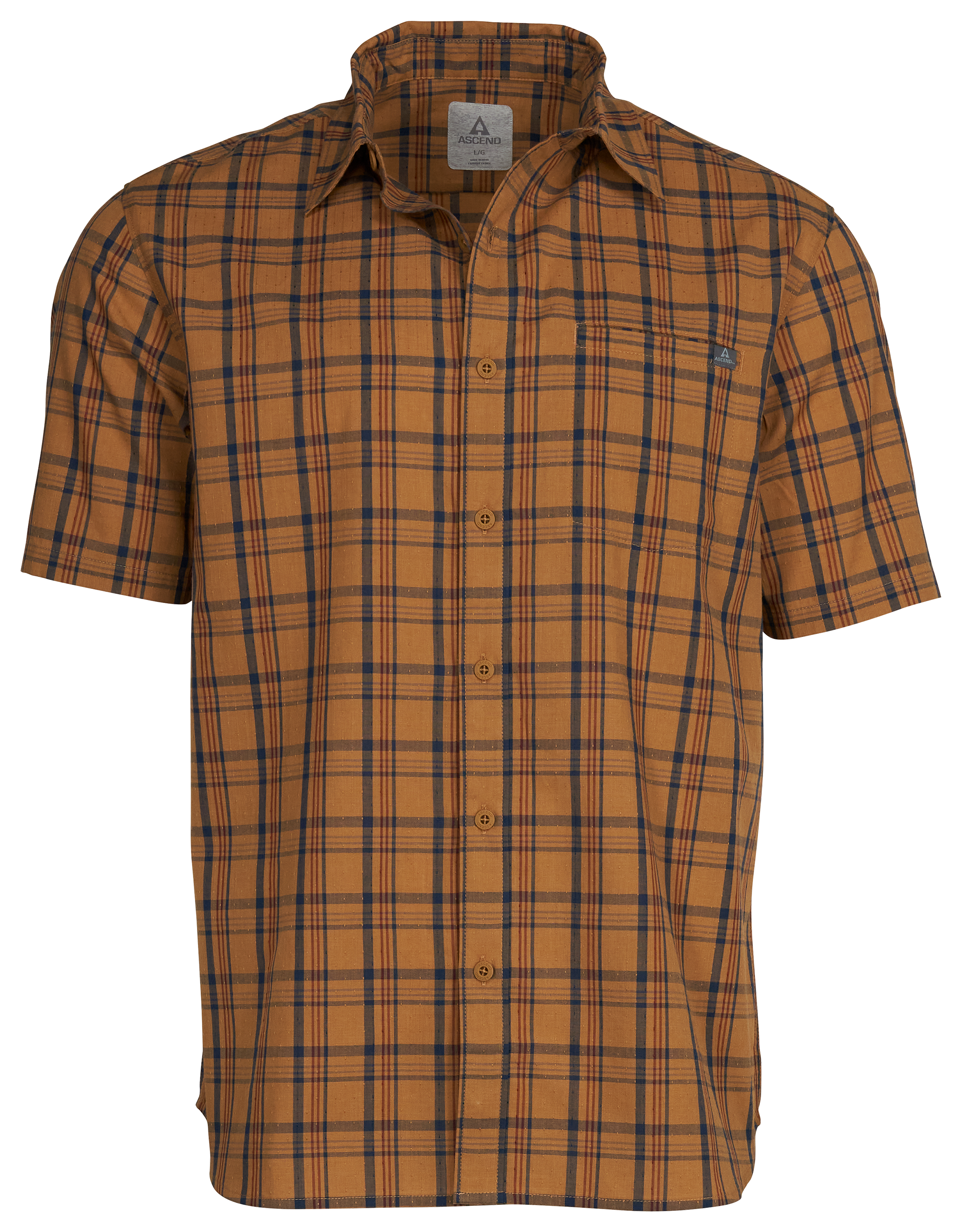 ASCEND Fireside Woven Button-Down Short-Sleeve Shirt