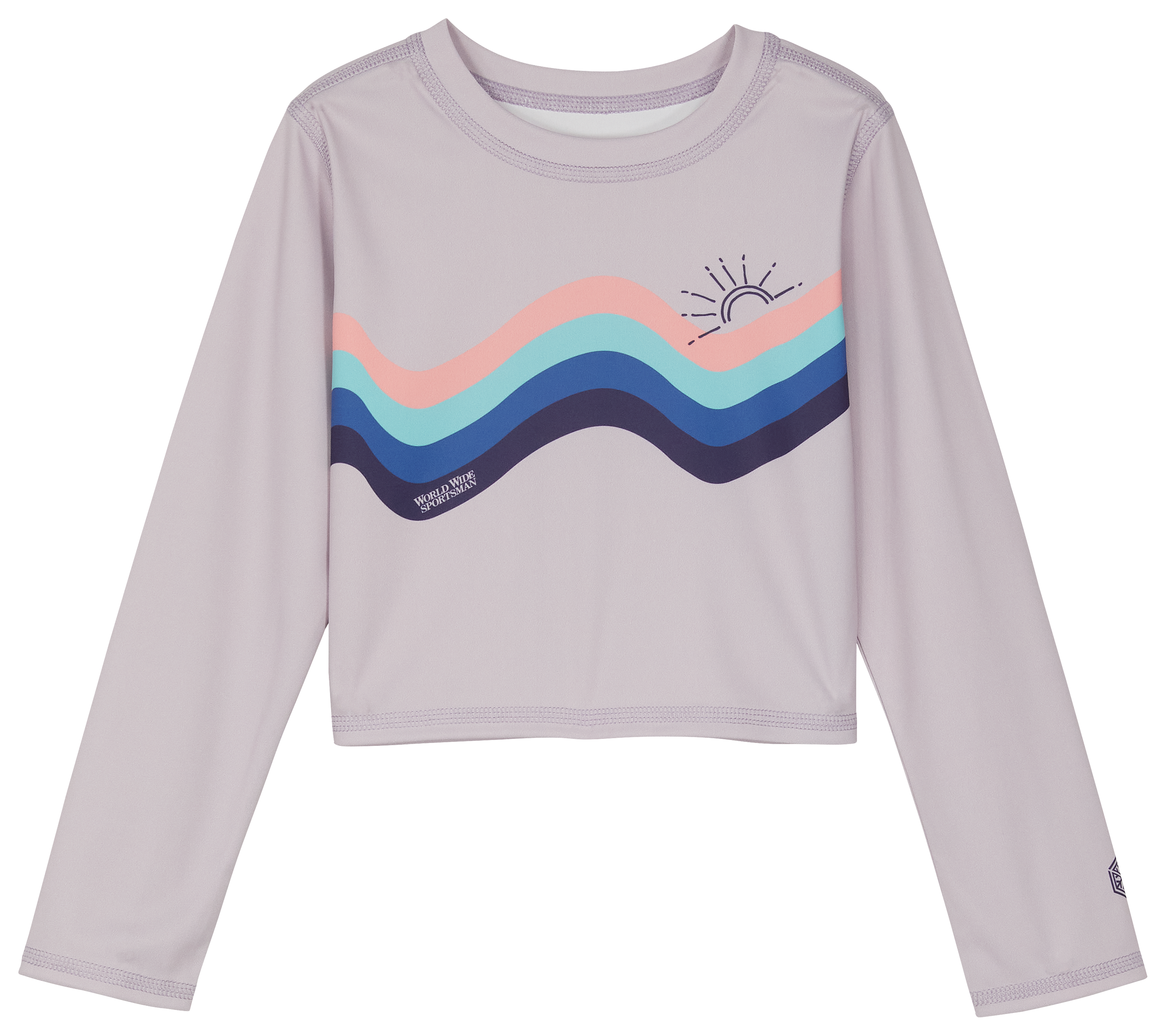 Image of World Wide Sportsman 3D Cool Long-Sleeve Sun Shirt for Kids - Rainbow Wave Purple