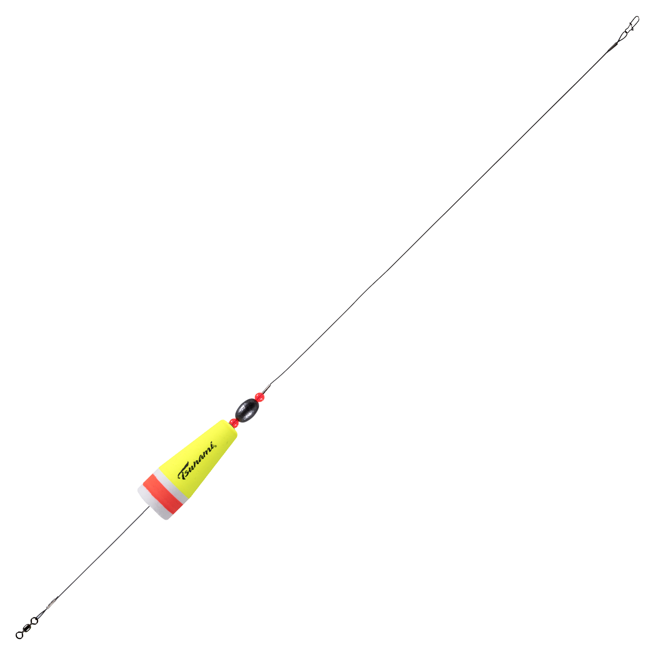 Image of "Tsunami Popping Cork Rig with Wire Leader - White/Orange/Chartreuse - 3"""