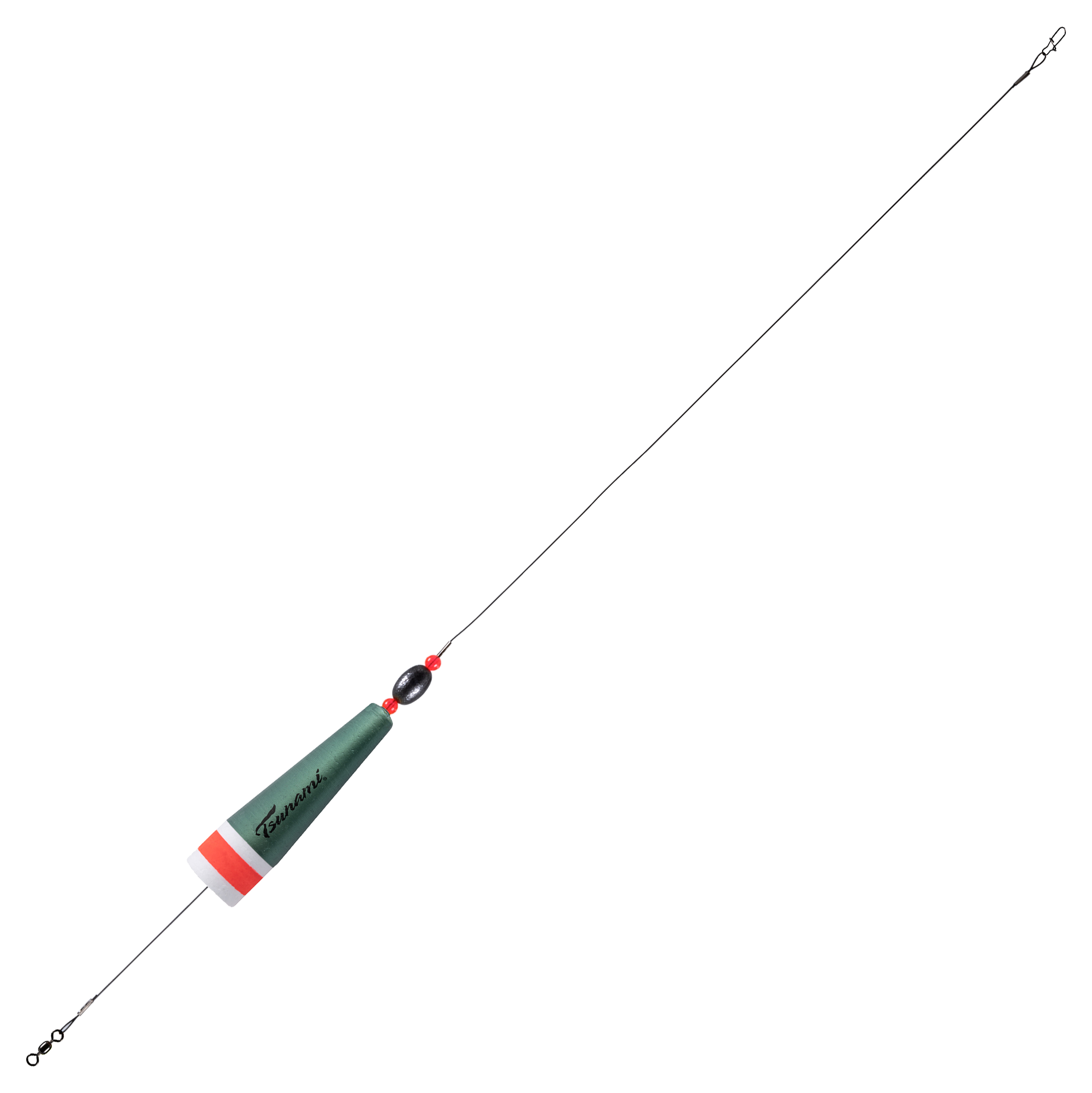 Image of "Tsunami Popping Cork Rig with Wire Leader - White/Orange/Green - 5"""