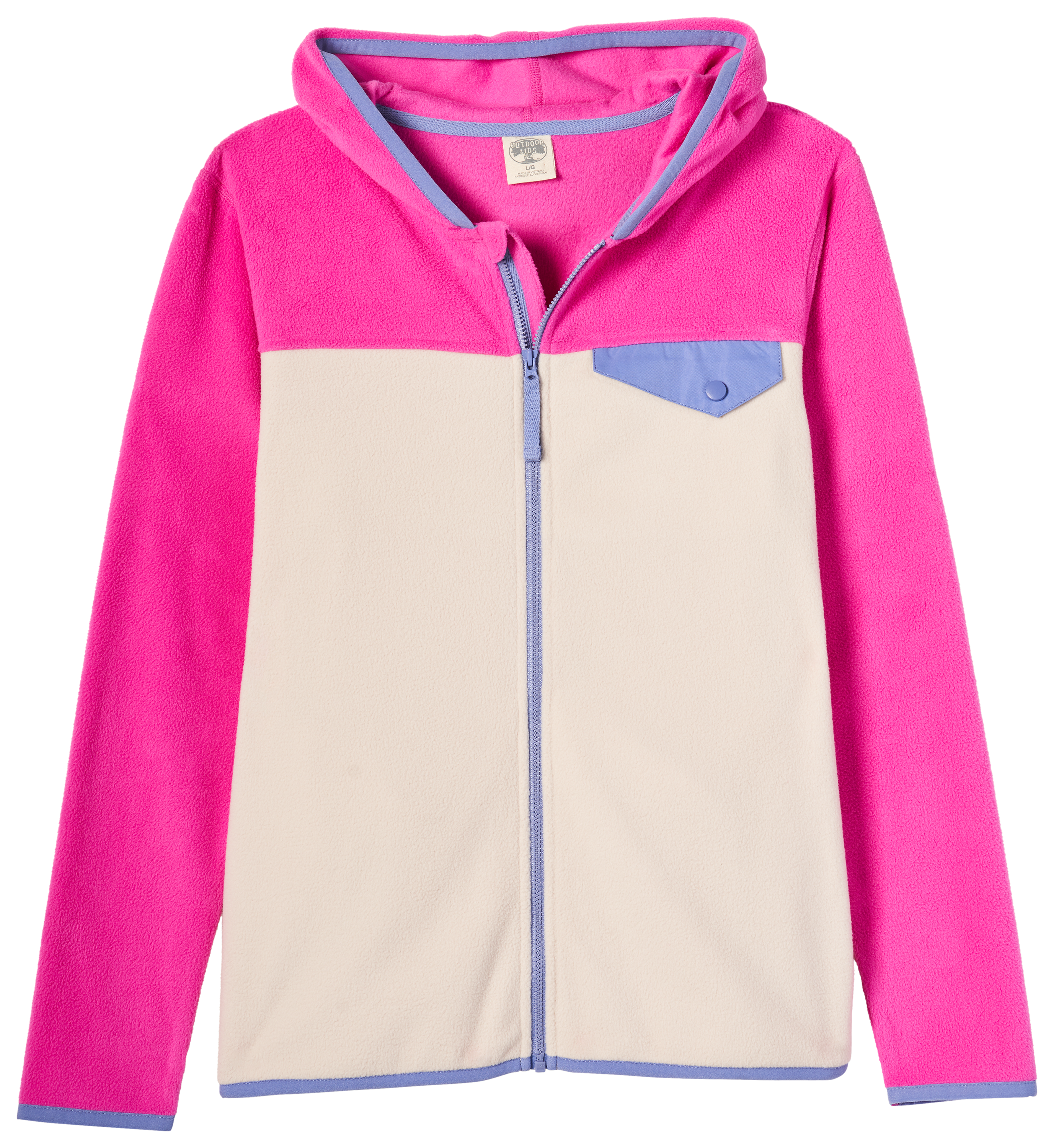 Image of Outdoor Kids Colorblock Zip Fleece Jacket for Kids - Rose Violet - XS