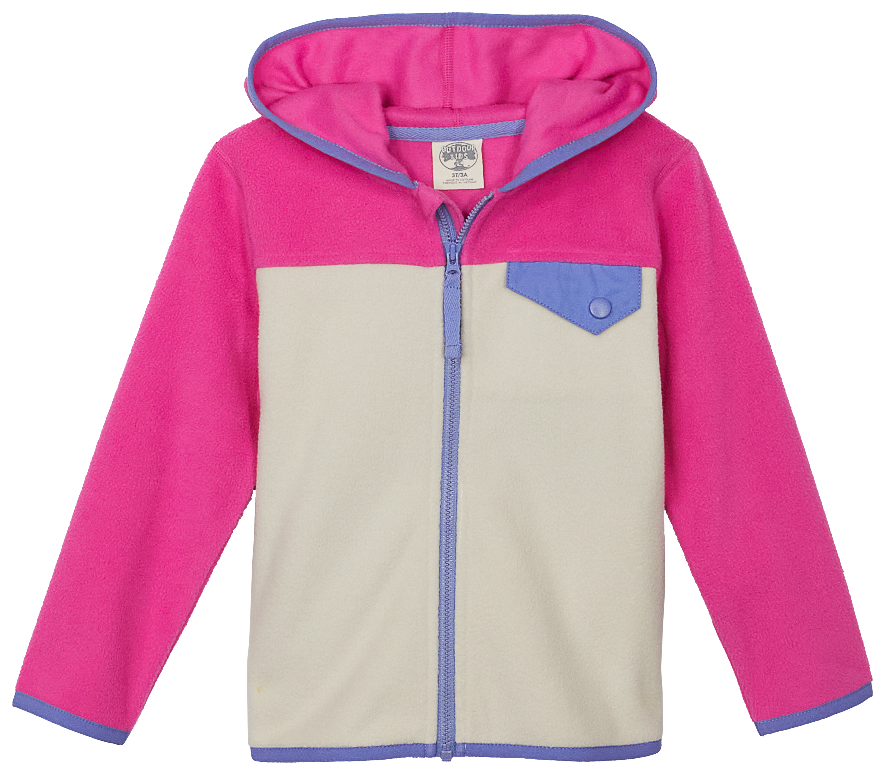 Image of Outdoor Kids Colorblock Zip Fleece Jacket for Toddlers - Rose Violet - 2T