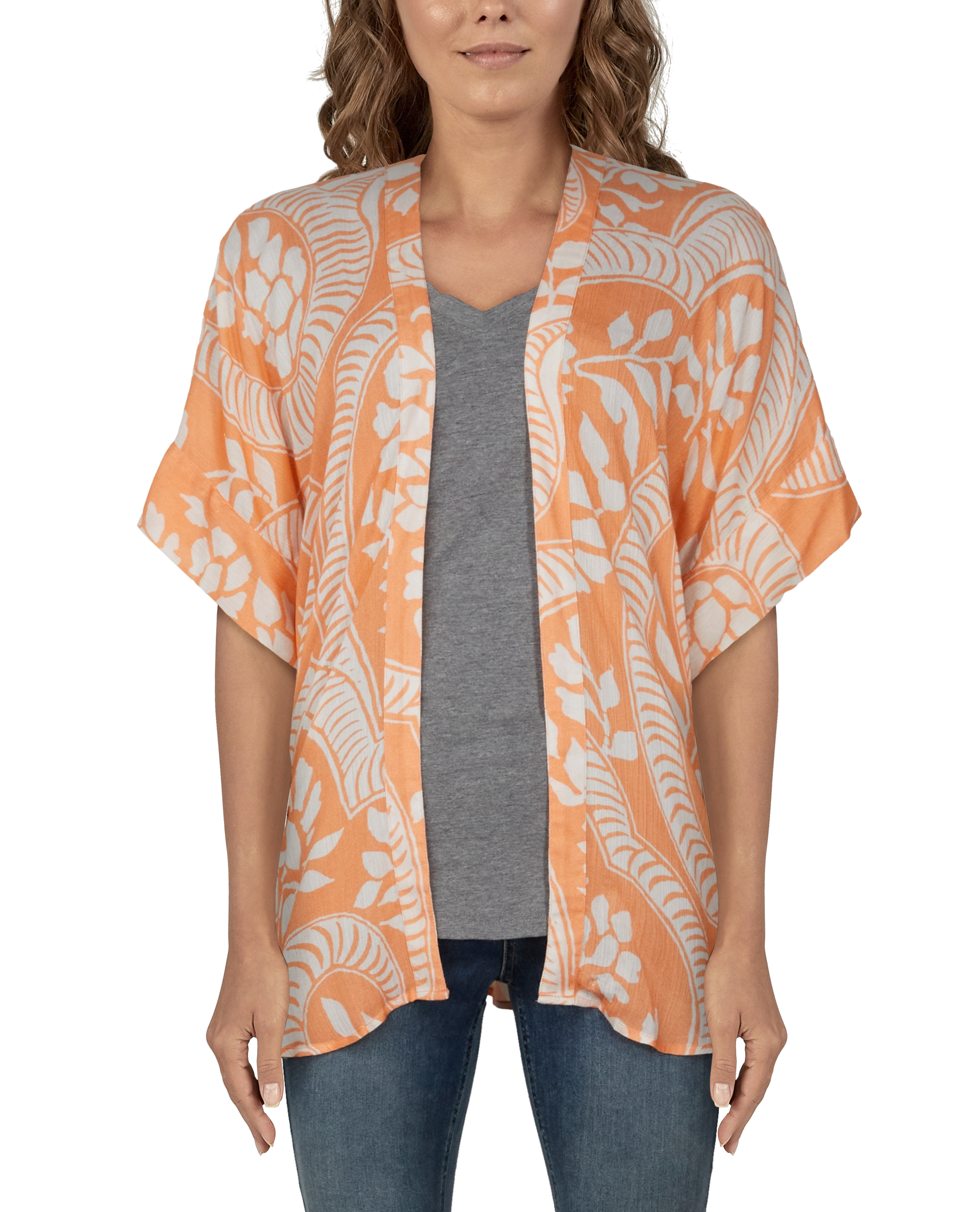 NATURAL REFLECTIONS Sea Scroll Short-Sleeve Kimono for Ladies