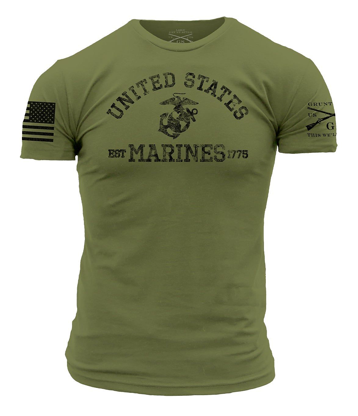 Image of Grunt Style USMC Est. 1775 Short-Sleeve T-Shirt for Men - Military Green - XL