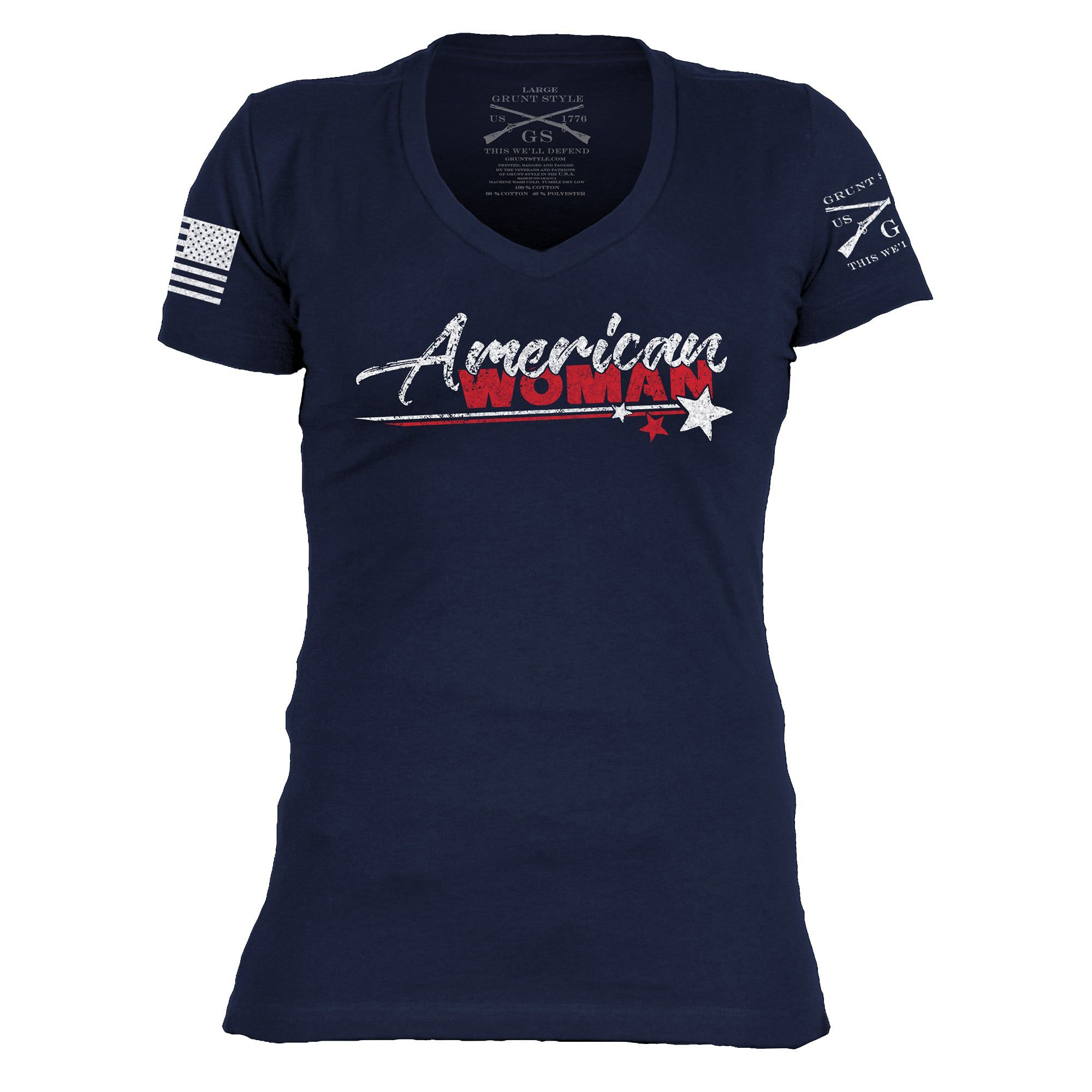 Grunt Style American Woman Short-Sleeve Tee for Ladies - Midnight Navy - XL