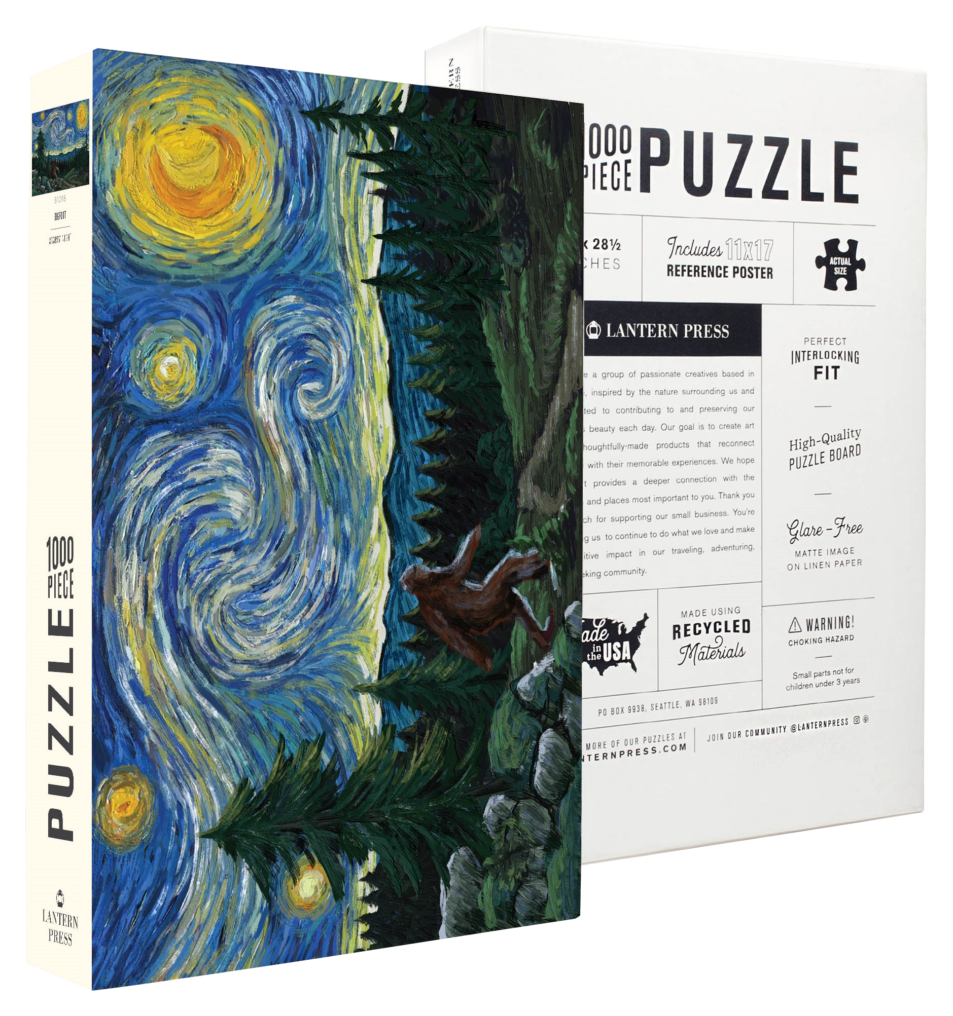 Image of Lantern Press Bigfoot Starry Night 1,000-Piece Jigsaw Puzzle