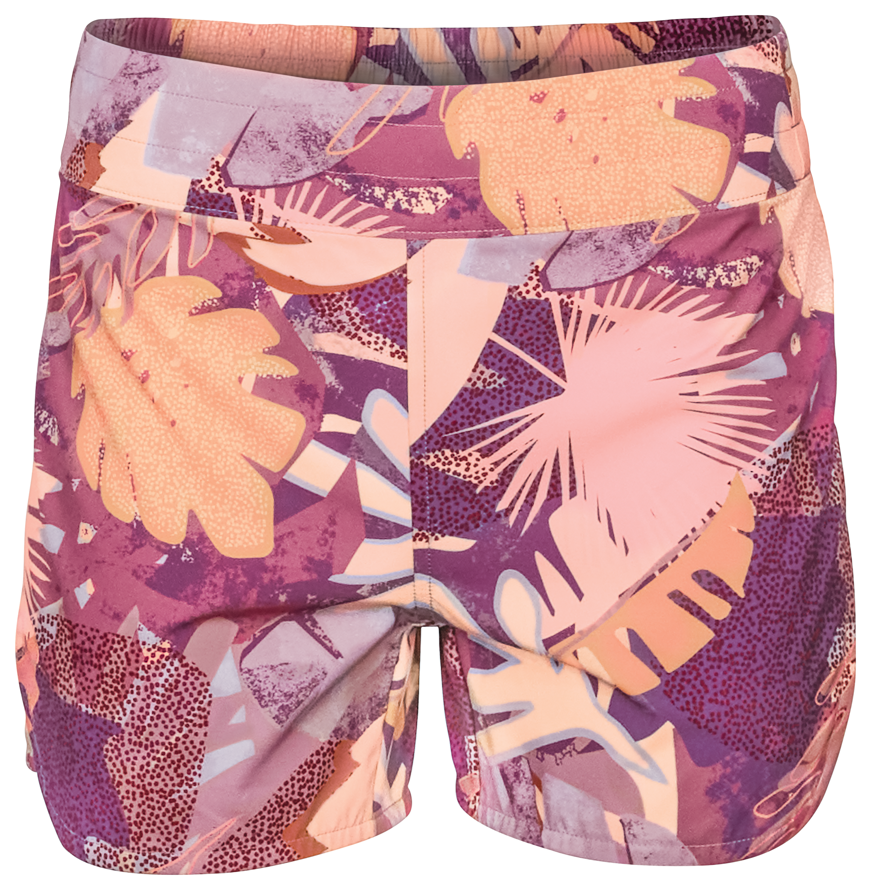 World Wide Sportsman Charter Pull-On Shorts for Ladies - Purple Tropical Pompas - S