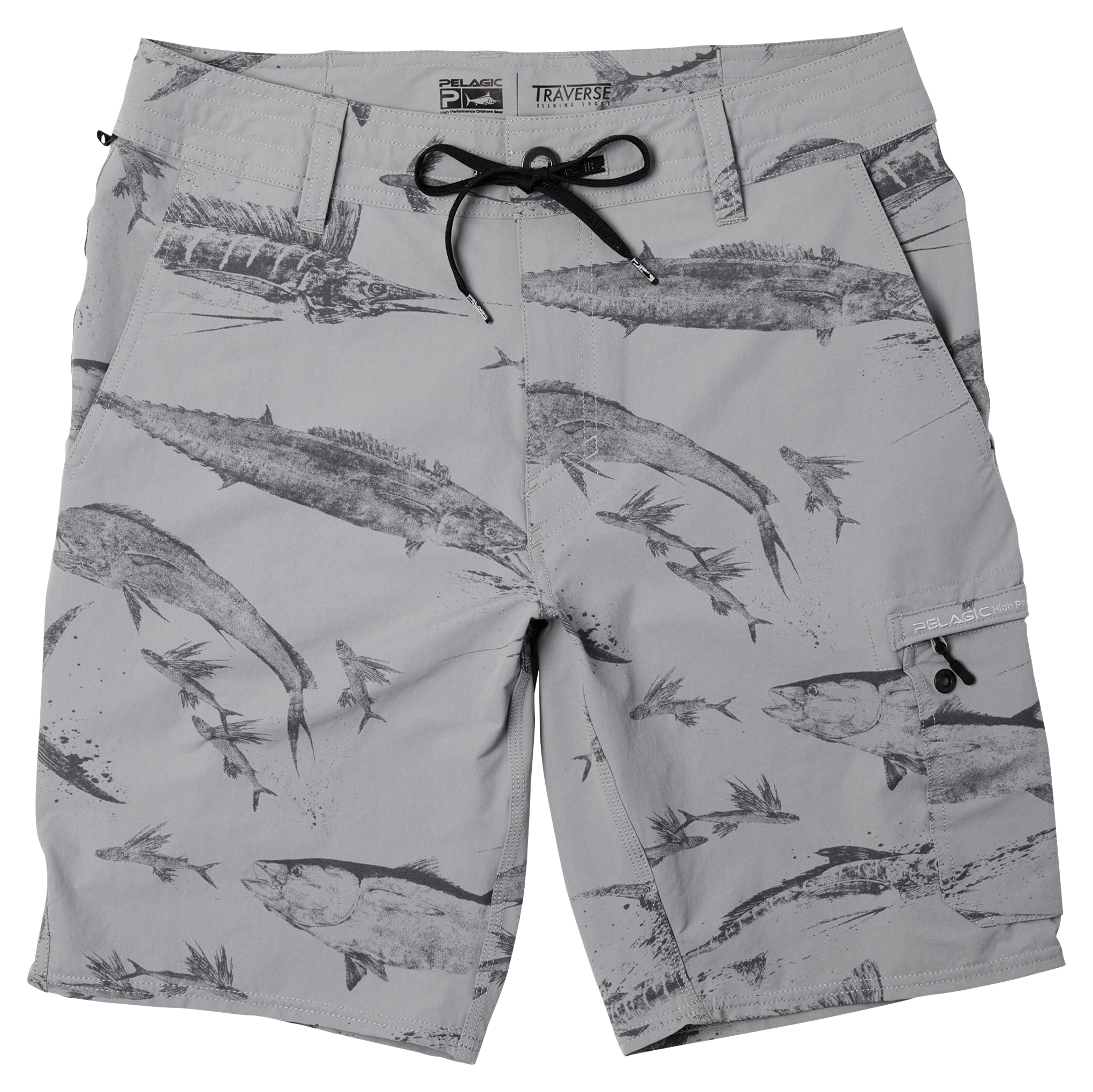 Image of Pelagic Gyotaku Traverse Hybrid Shorts for Men - Gray - 34