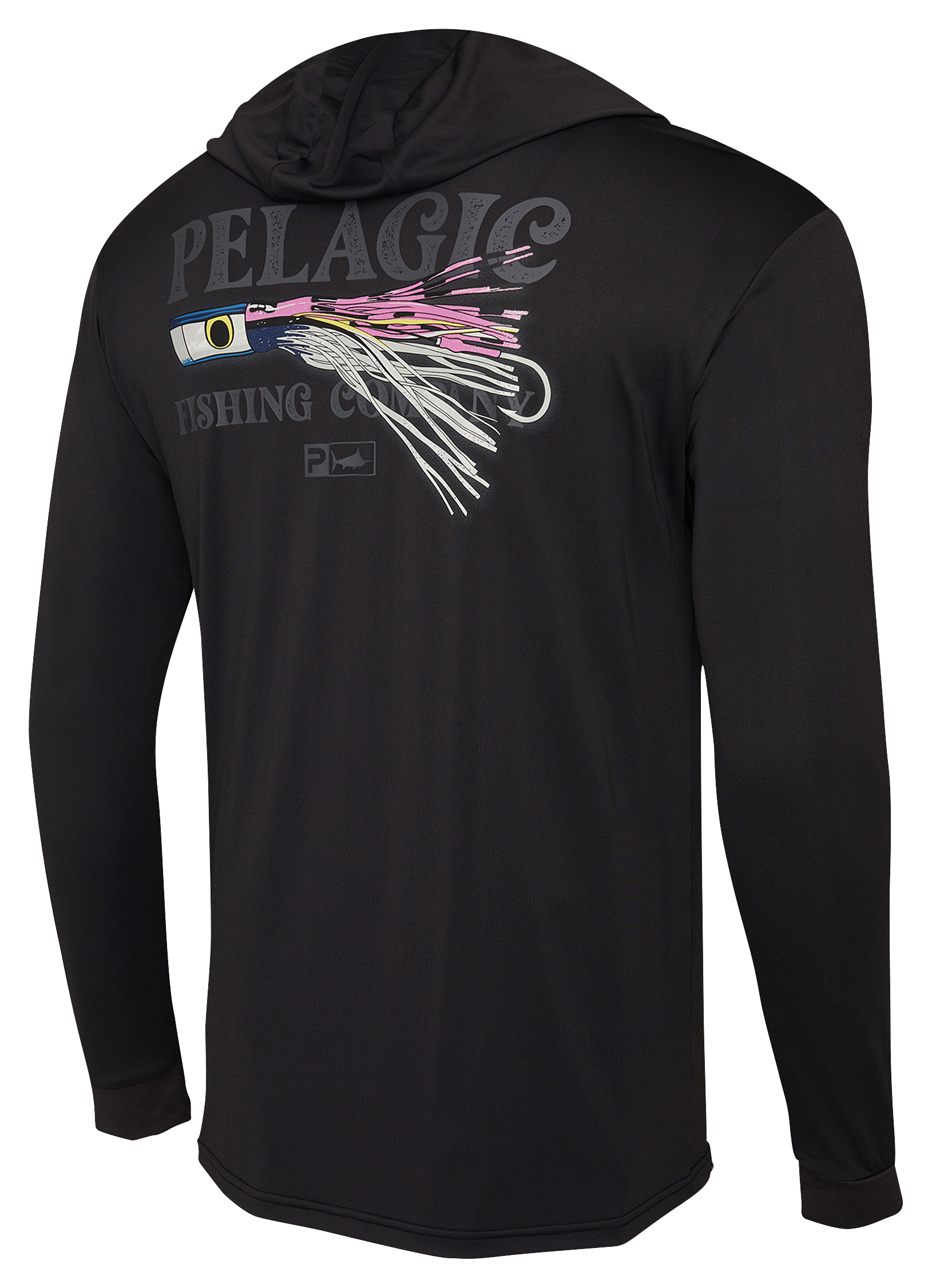 Pelagic Aquatek Lured Hooded Long-Sleeve Shirt for Men - Black/Lured - 2XL