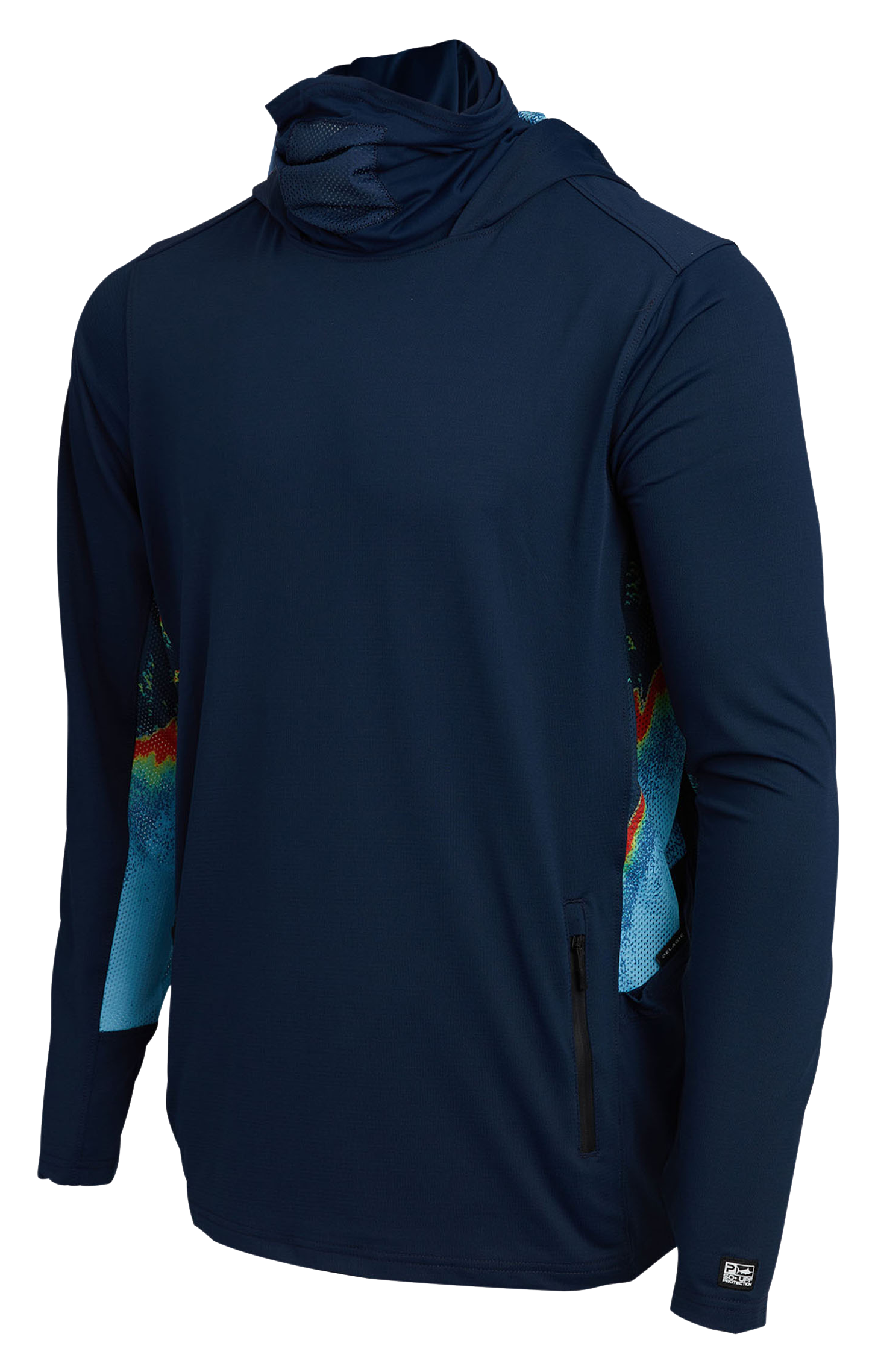 Image of Pelagic Exo-Tech Hooded Sonar Long-Sleeve Fishing Shirt for Men - Navy - M