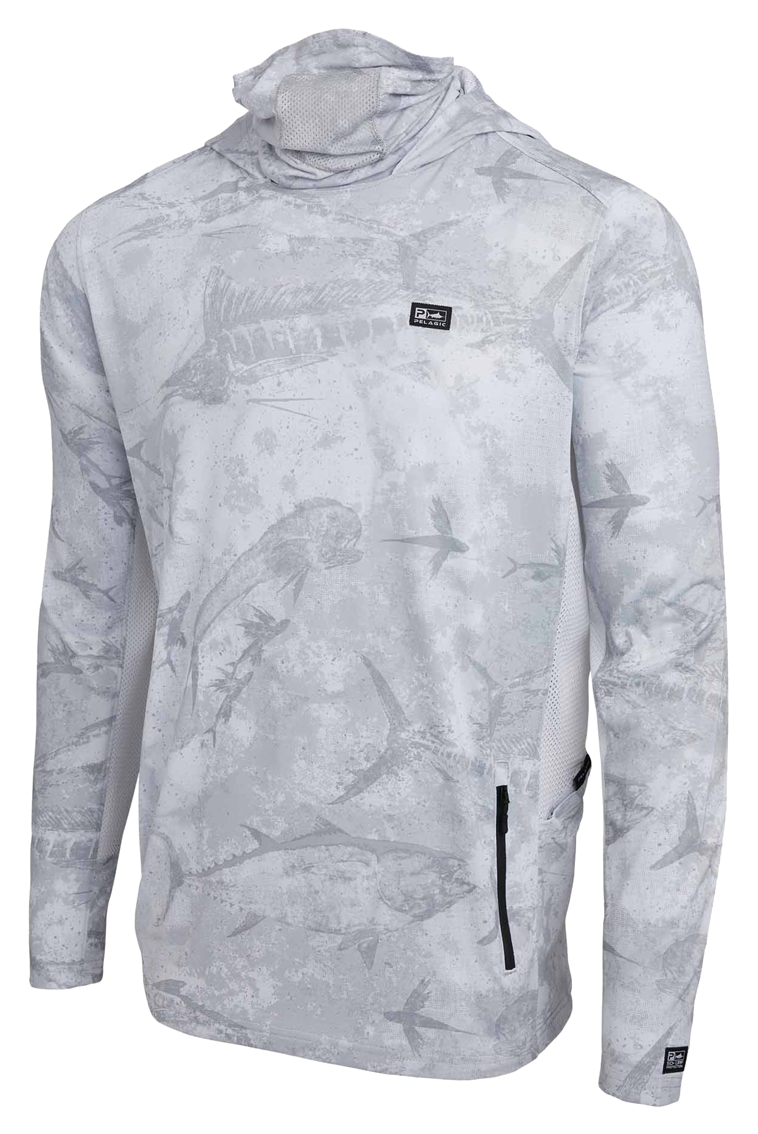 Pelagic Exo-Tech Gyotaku Hooded Long-Sleeve Fishing Shirt for Men