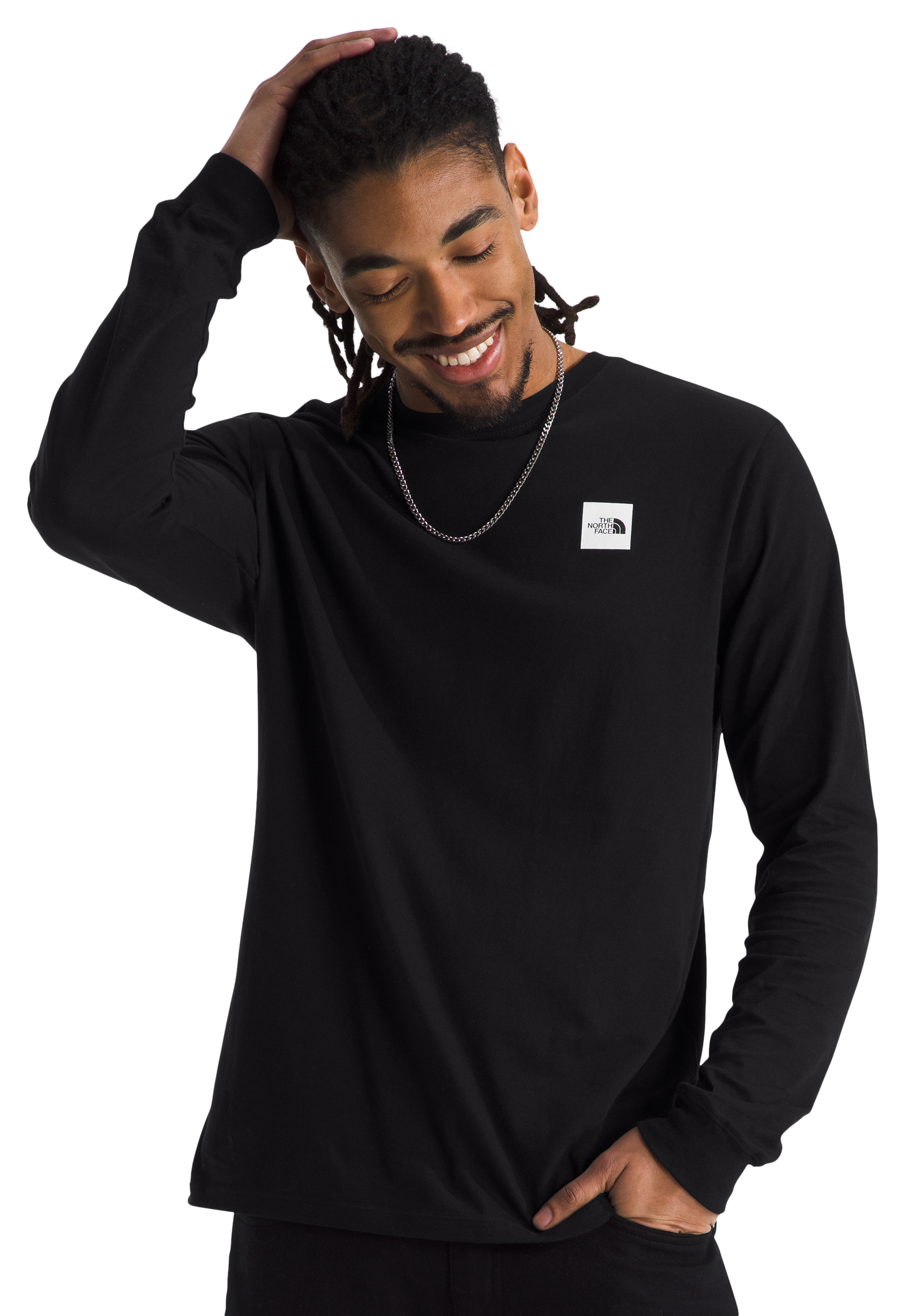 The North Face Box Logo Long-Sleeve T-Shirt for Men - TNF Black/TNF White - S