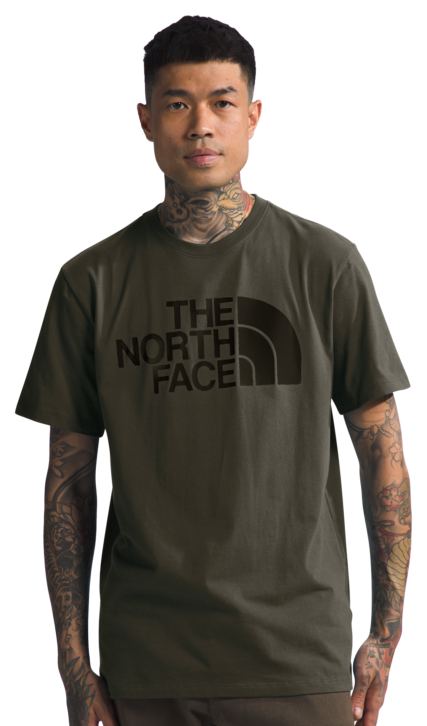 The North Face Half Dome Short-Sleeve T-Shirt for Men - New Taupe Green/TNF Black - L -  00197063482406