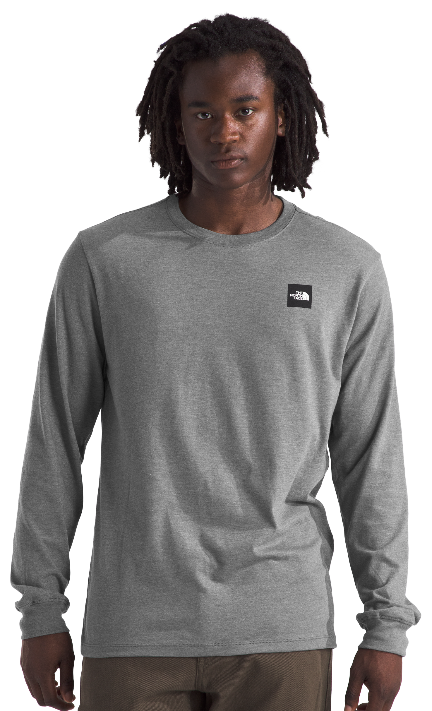 The North Face Box Logo Long-Sleeve T-Shirt for Men - TNF Medium Grey Heather - S