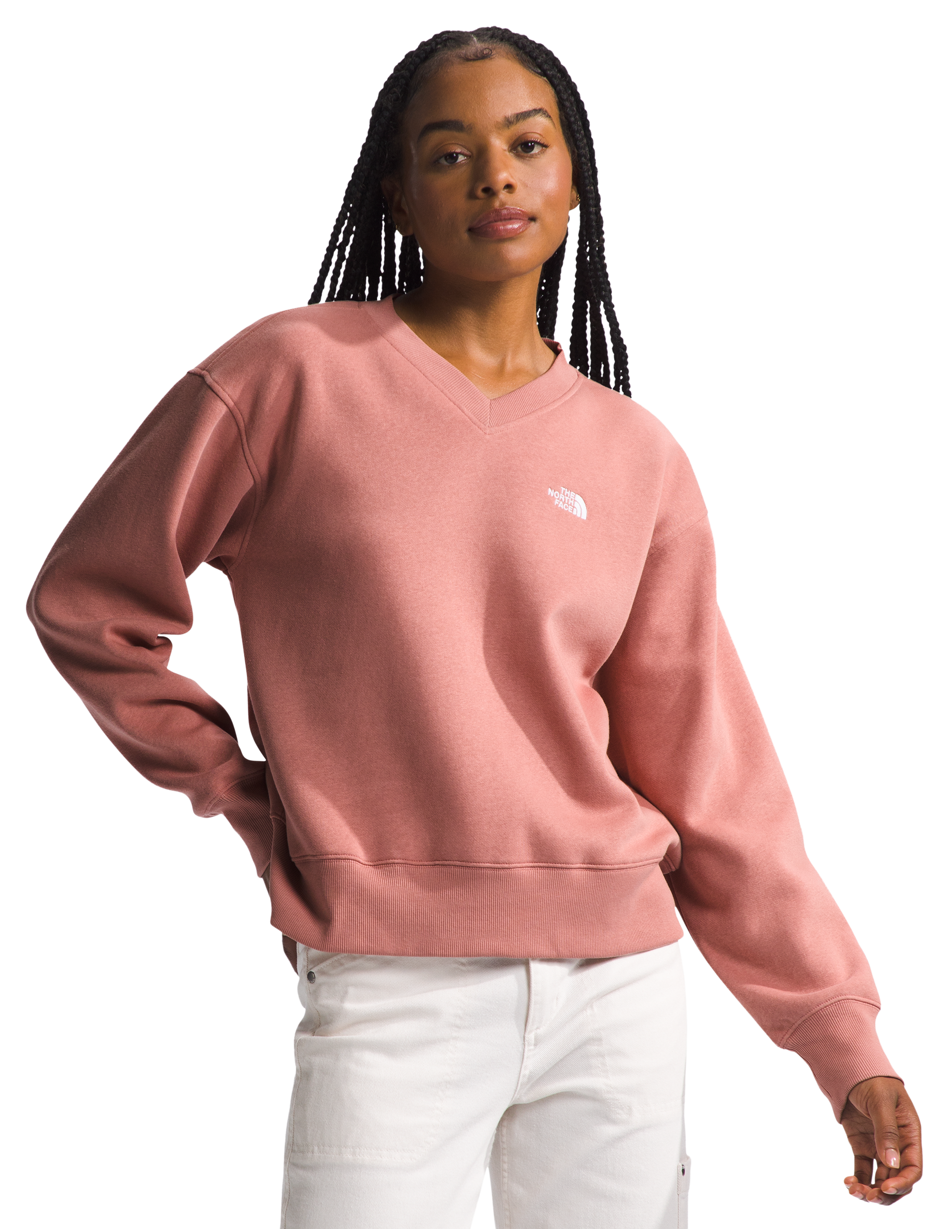 Image of The North Face Evolution V-Neck Long-Sleeve Sweatshirt for Ladies - Light Mahogany - S