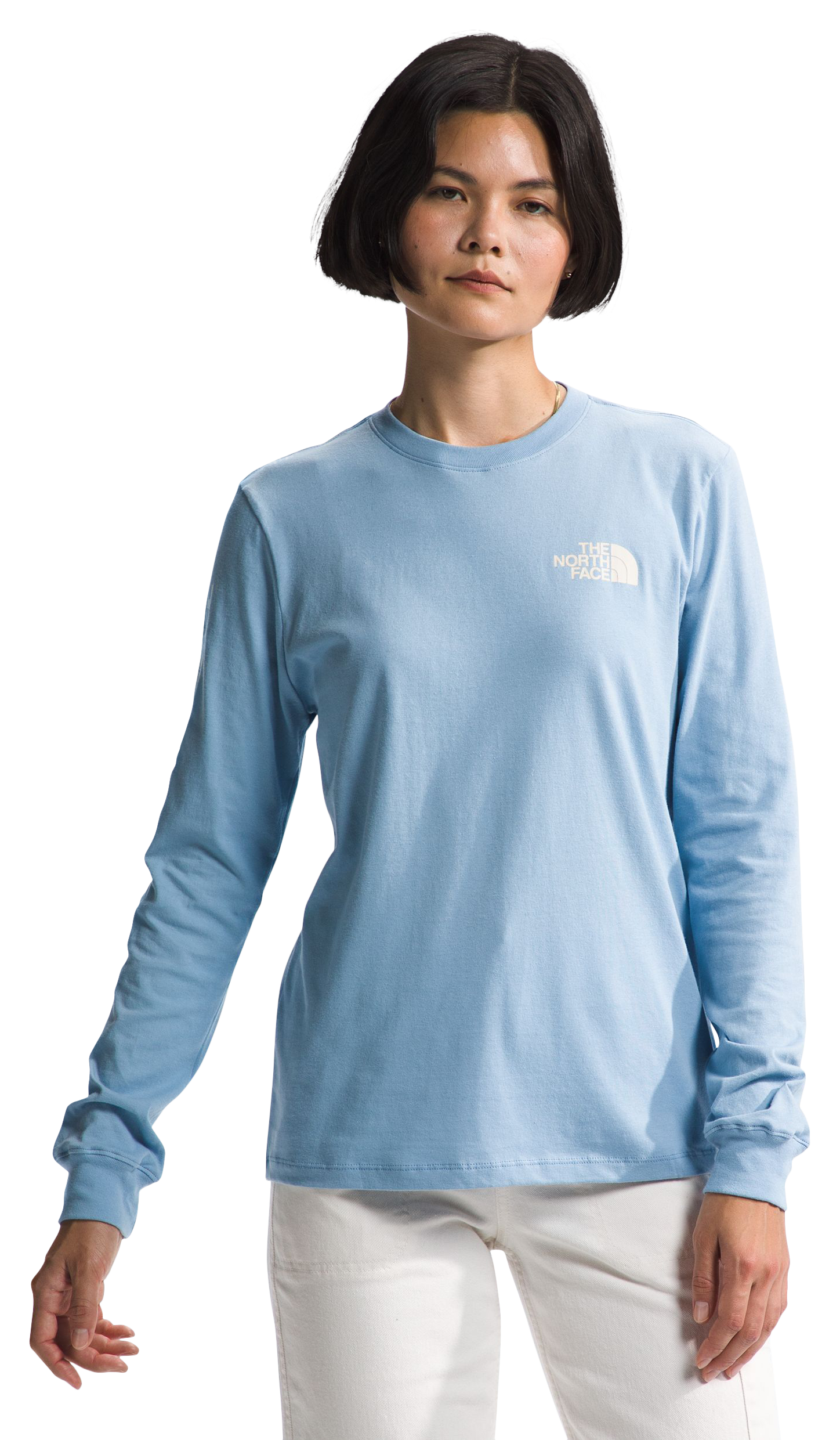 The North Face Hit Graphic Long-Sleeve T-Shirt for Ladies - Steel Blue/White Dune - S -  196575501230