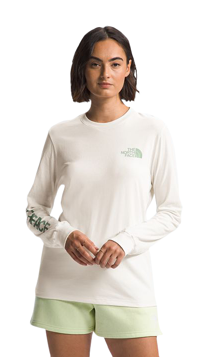 The North Face Hit Graphic Long-Sleeve T-Shirt for Ladies - White Dune/Misty Sage - XL