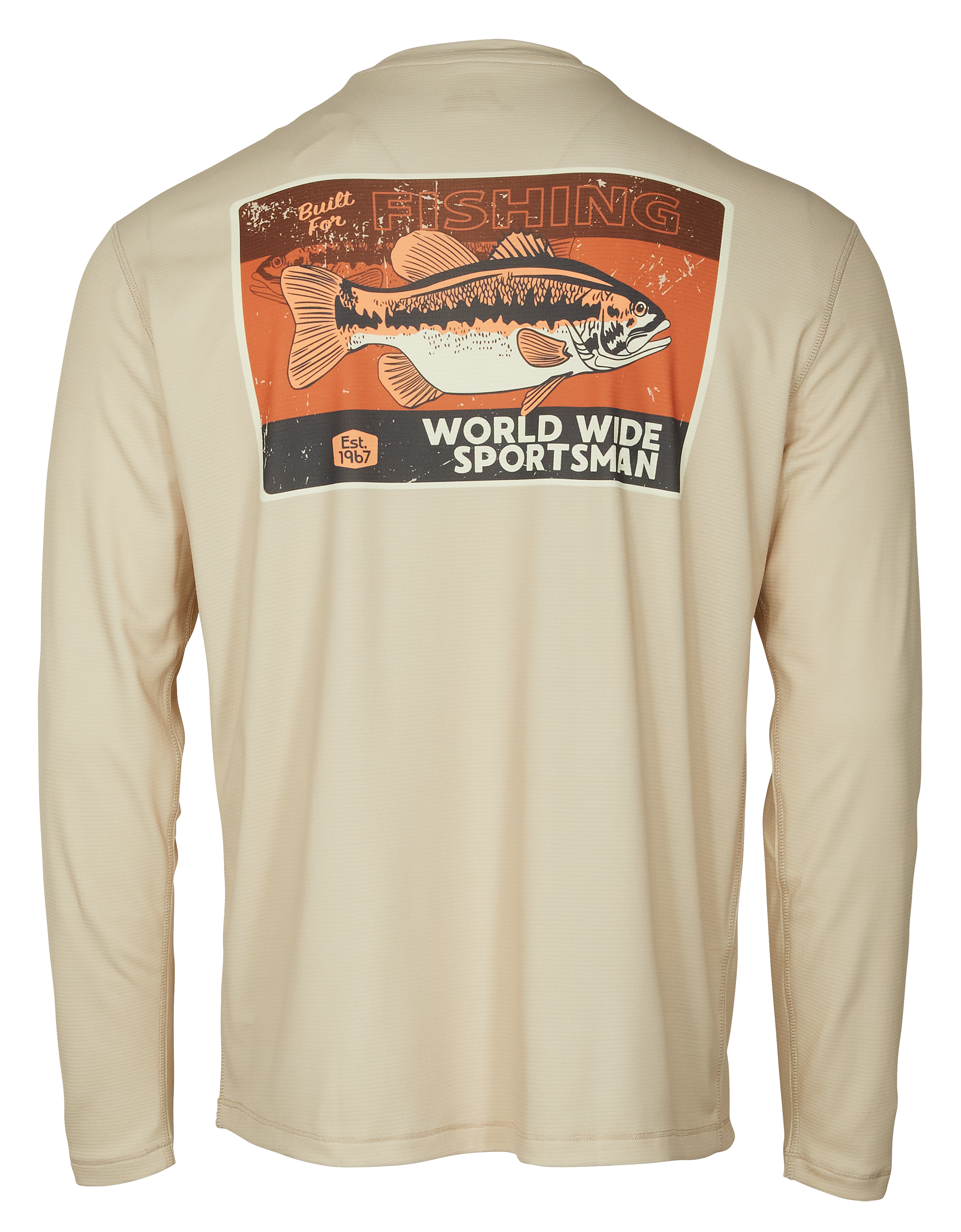 World Wide Sportsman 3D Cool Sublimated Built for Fishing Graphic Long-Sleeve Shirt for Men - Peyote - XL