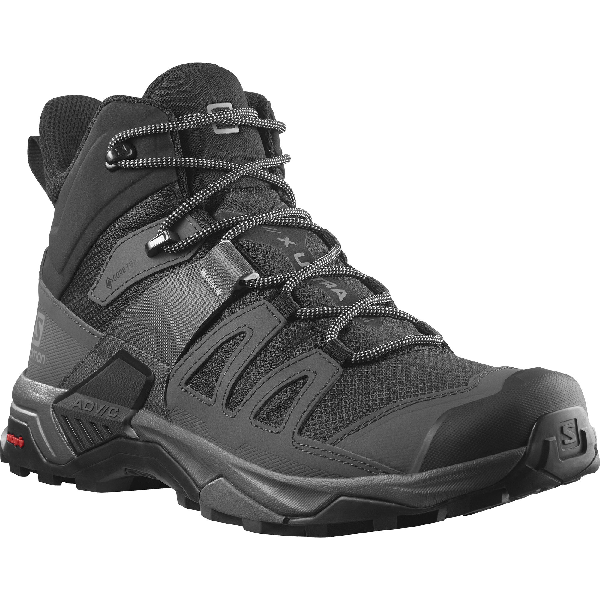 Image of Salomon X Ultra 4 Mid GORE-TEX Hiking Boots for Men - Black/Magnet/Pearl Blue - 8.5M