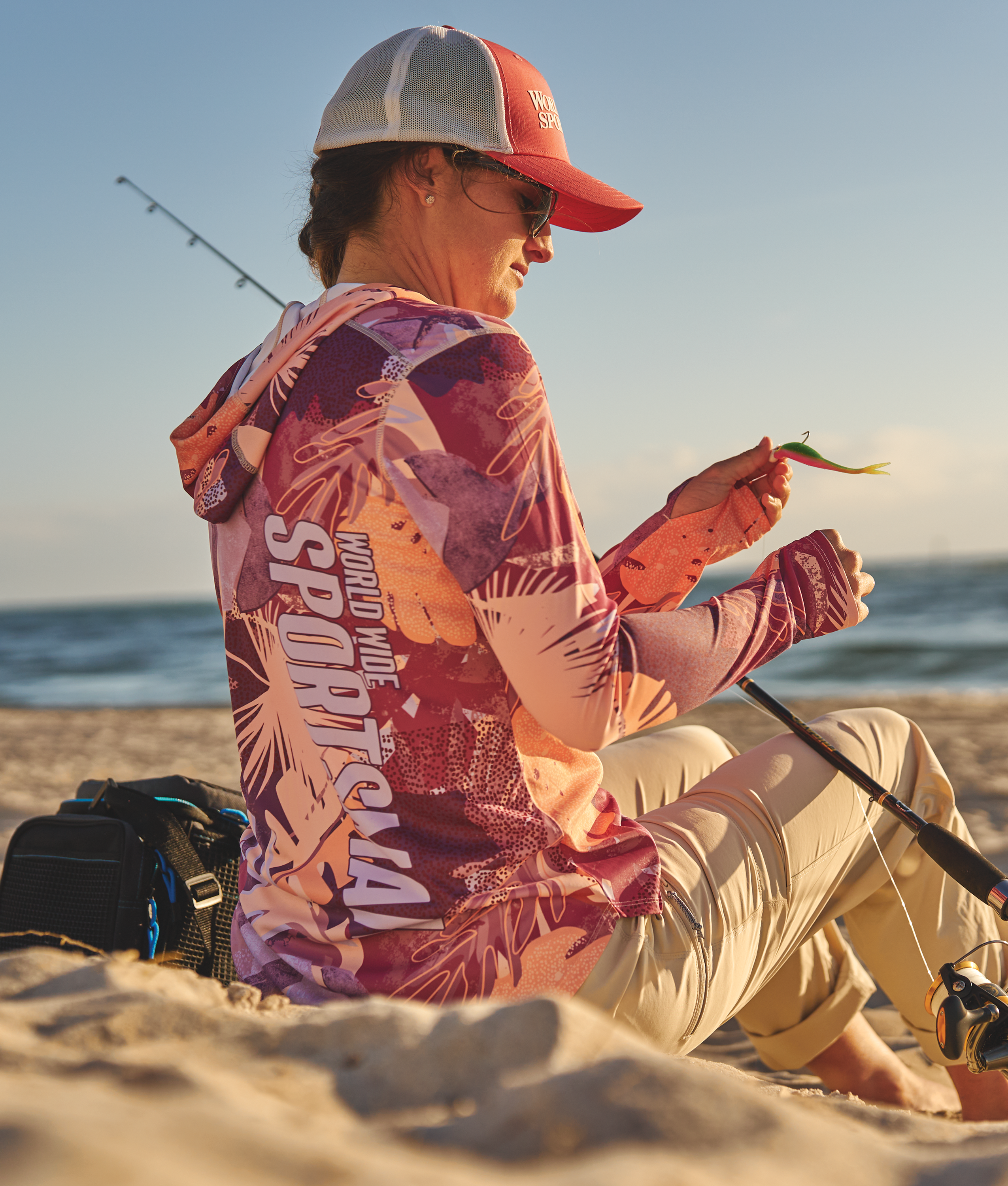 Image of World Wide Sportsman 3D Cool Angler Long-Sleeve Hoodie - Purple Tropical Pompas