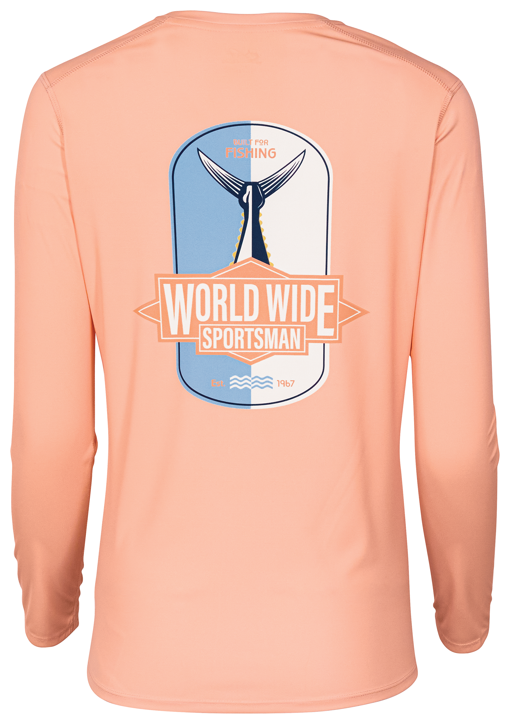 World Wide Sportsman 3D Cool Graphic Angler Long-Sleeve Crew for Ladies - Tropical Peach/Tuna Tail - M