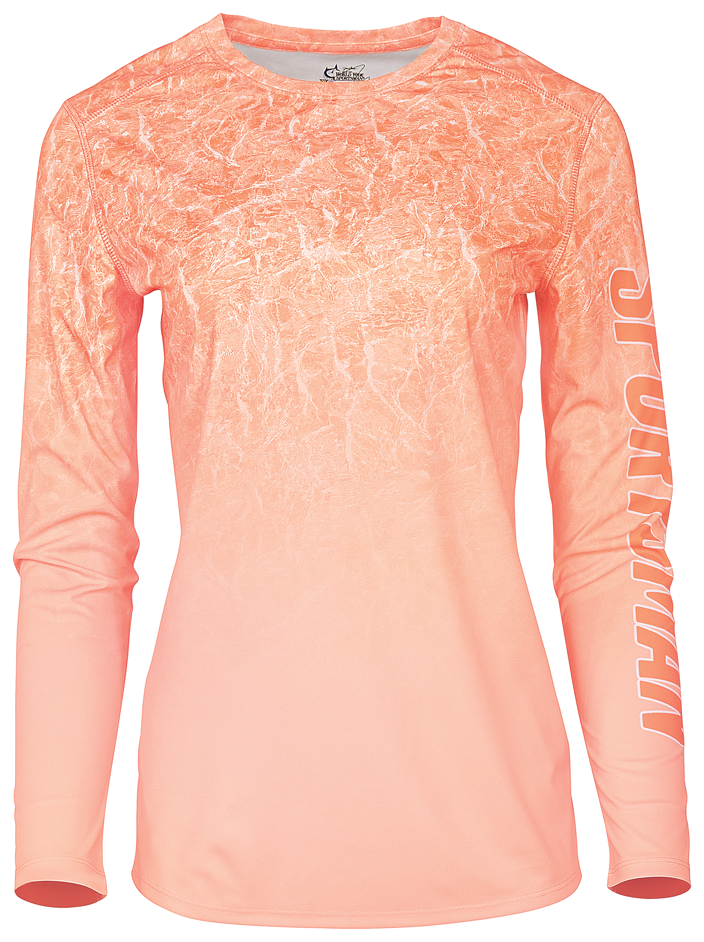 Image of World Wide Sportsman 3D Cool Angler Long-Sleeve Crew - Tropical Peach Water Camo Fade