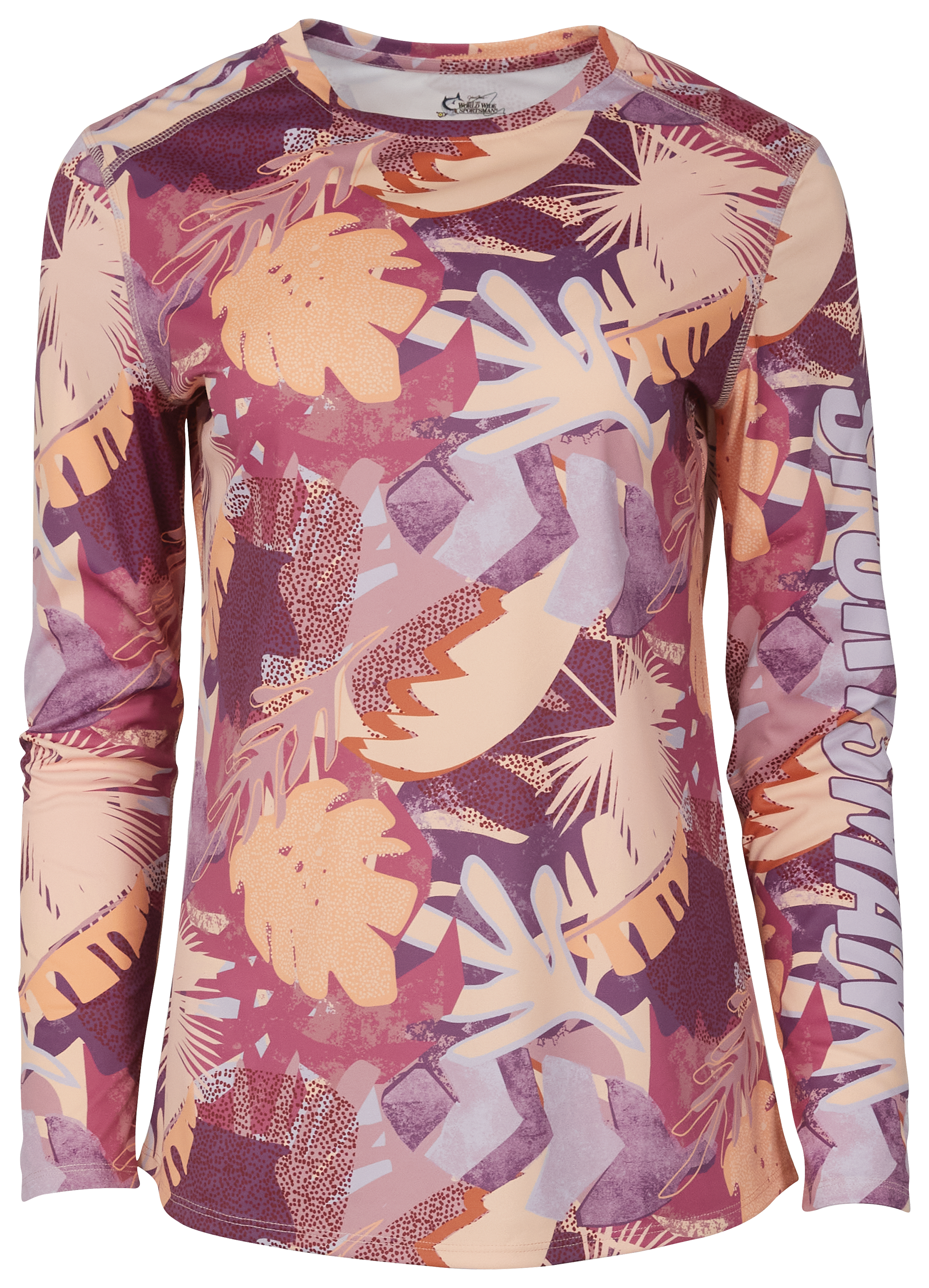 Image of World Wide Sportsman 3D Cool Angler Long-Sleeve Crew - Purple Tropical Pampas