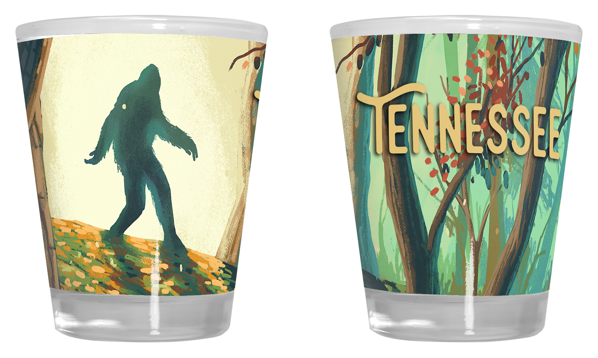 Image of Lantern Press Tennessee Wanderer Bigfoot 2 oz. Shot Glass