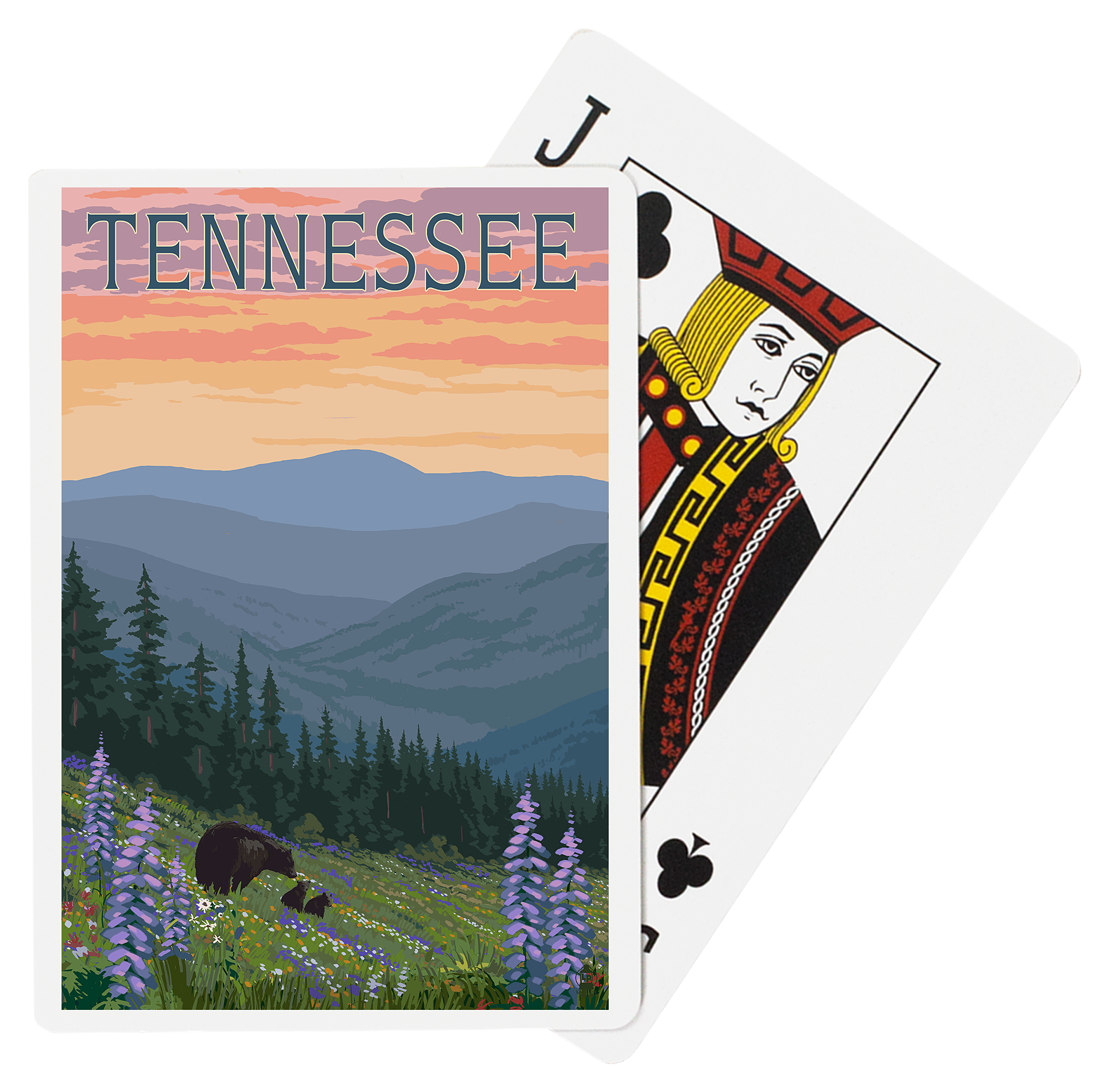 Image of Lantern Press Tennessee Bears and Waterfall Playing Cards