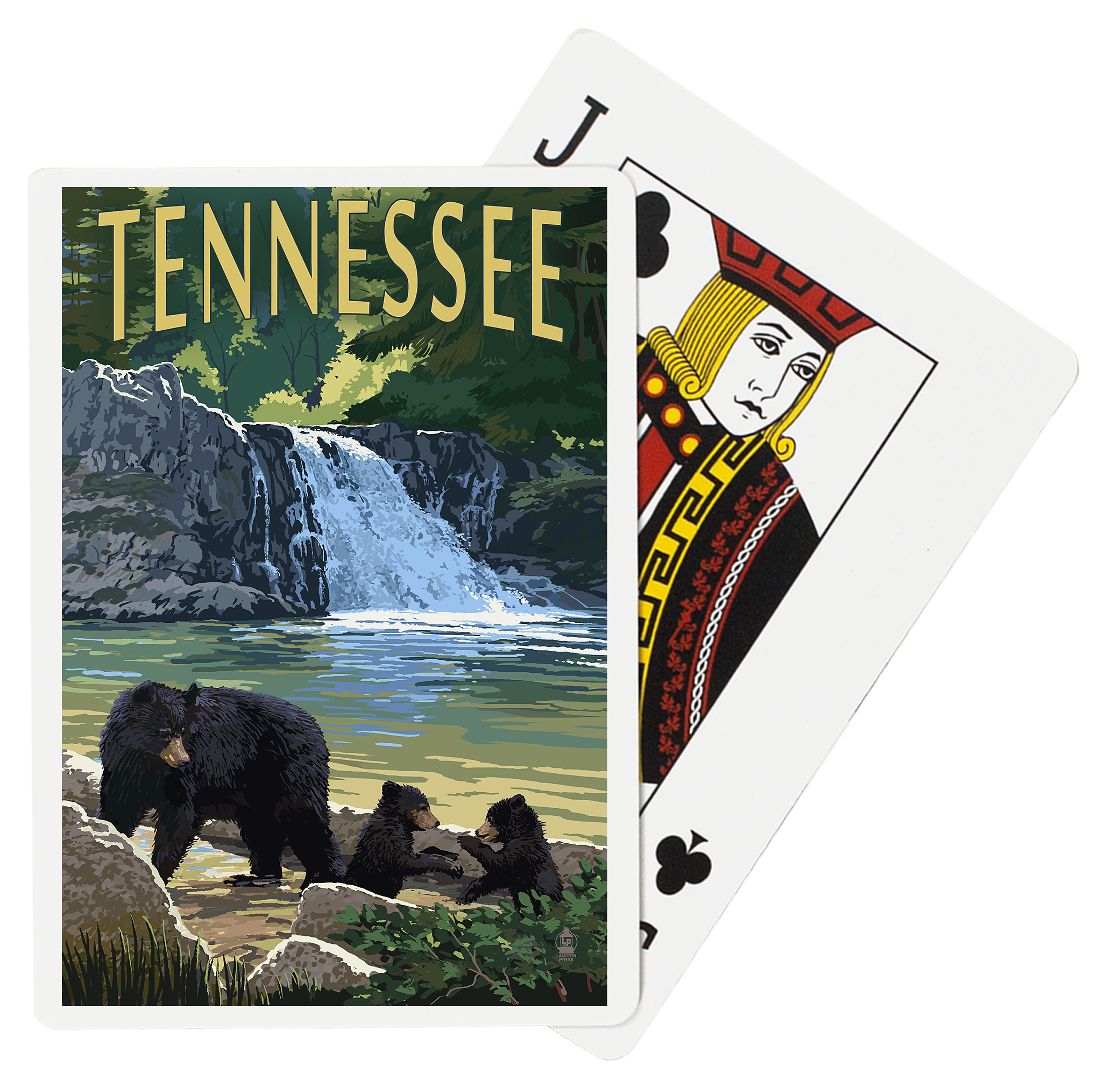 Image of Lantern Press Tennessee Bears and Waterfall Playing Cards