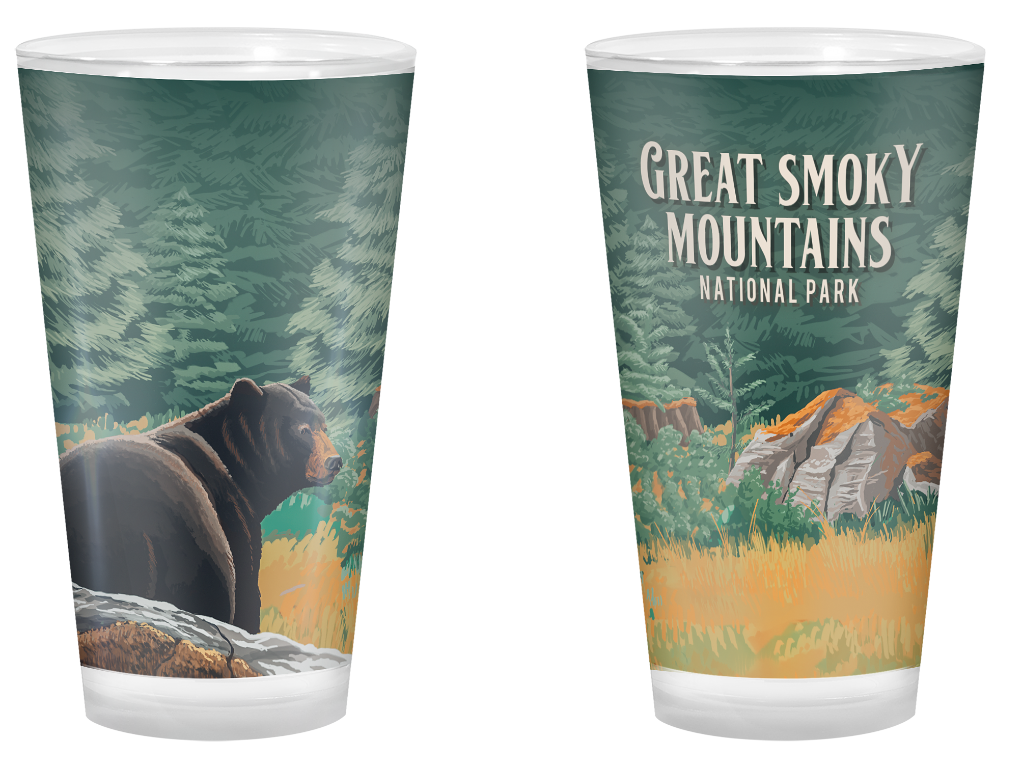 Image of Lantern Press Great Smoky Mountains Painterly Pint Glass