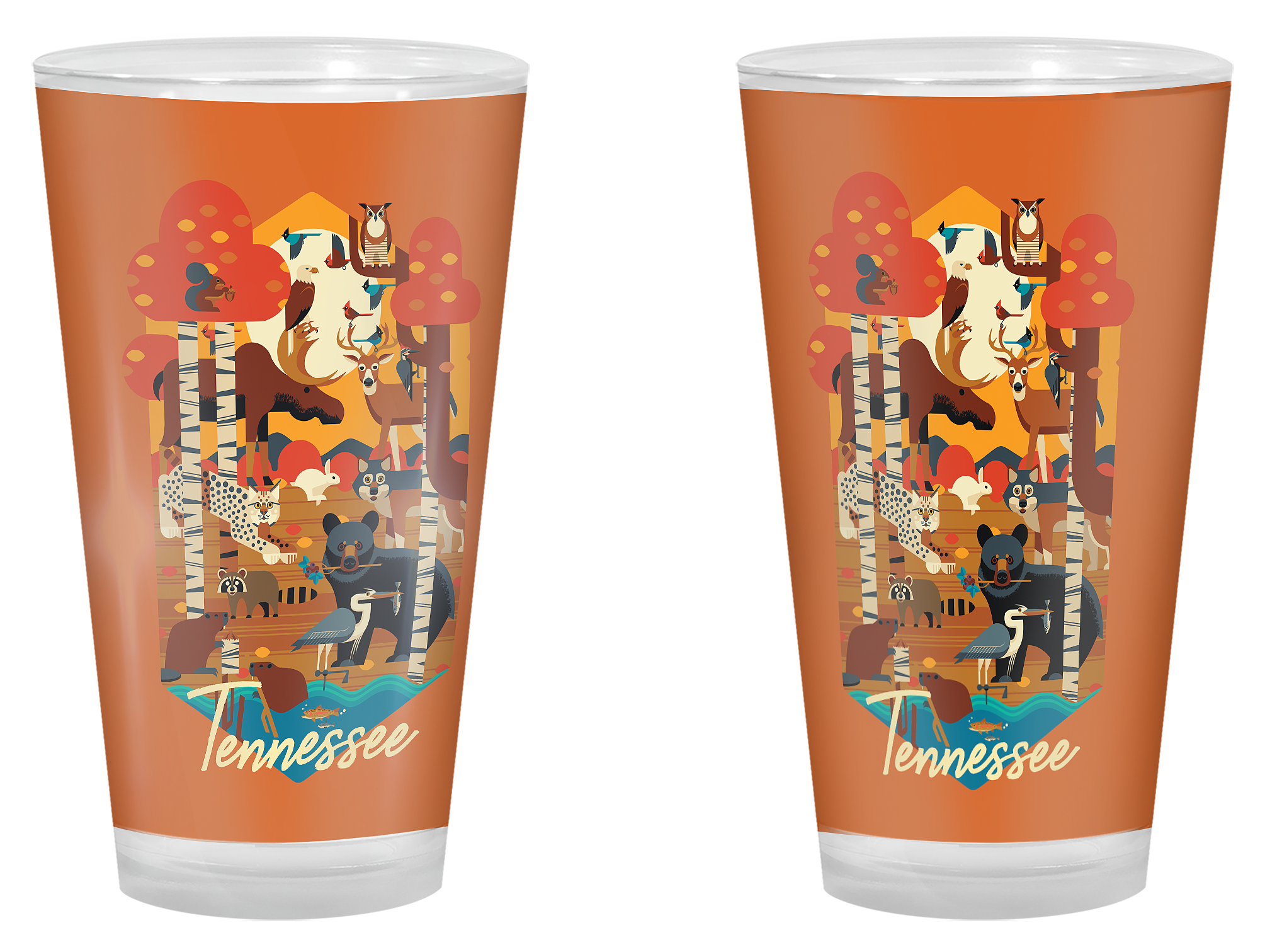 Lantern Press Great Smoky Mountains Forest Geometric Pint Glass