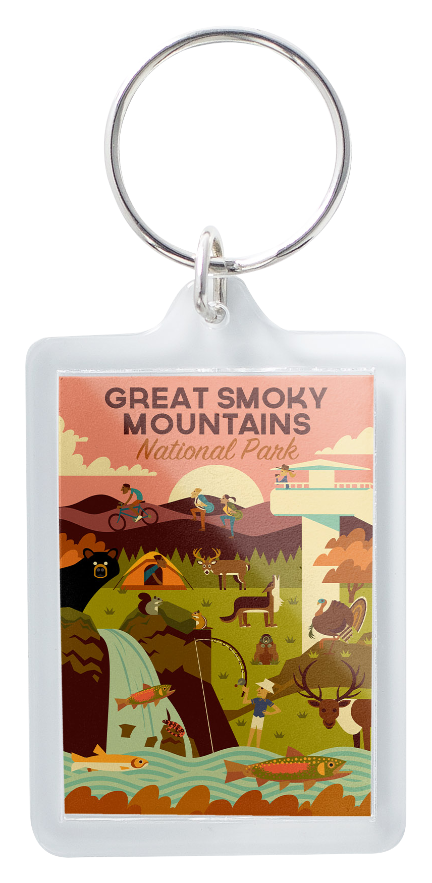 Image of Lantern Press Great Smoky Mountains Geometric Acrylic Keychain