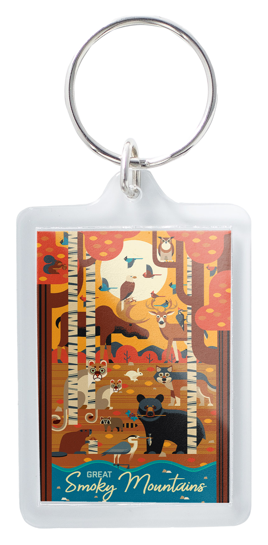 Image of Lantern Press Great Smoky Mountains Forest Geometric Acrylic Keychain