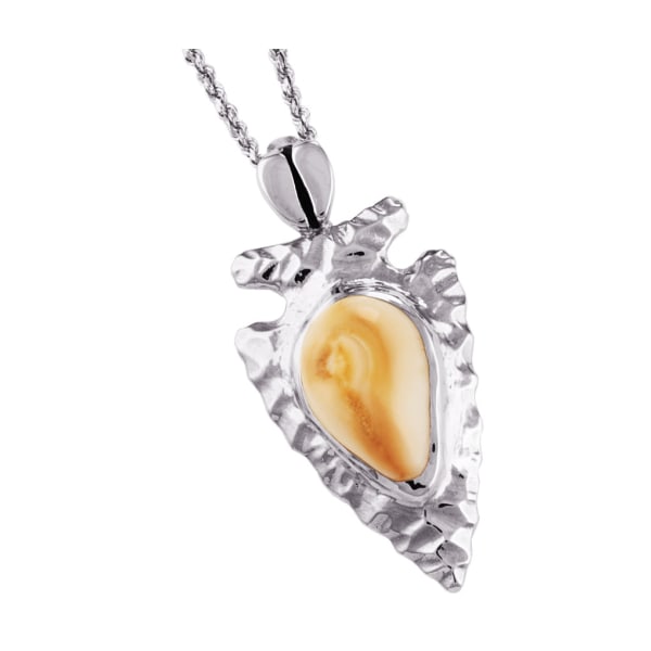 Frontier Collection Women's Custom Sterling Silver Elk-Ivory Arrowhead Necklace