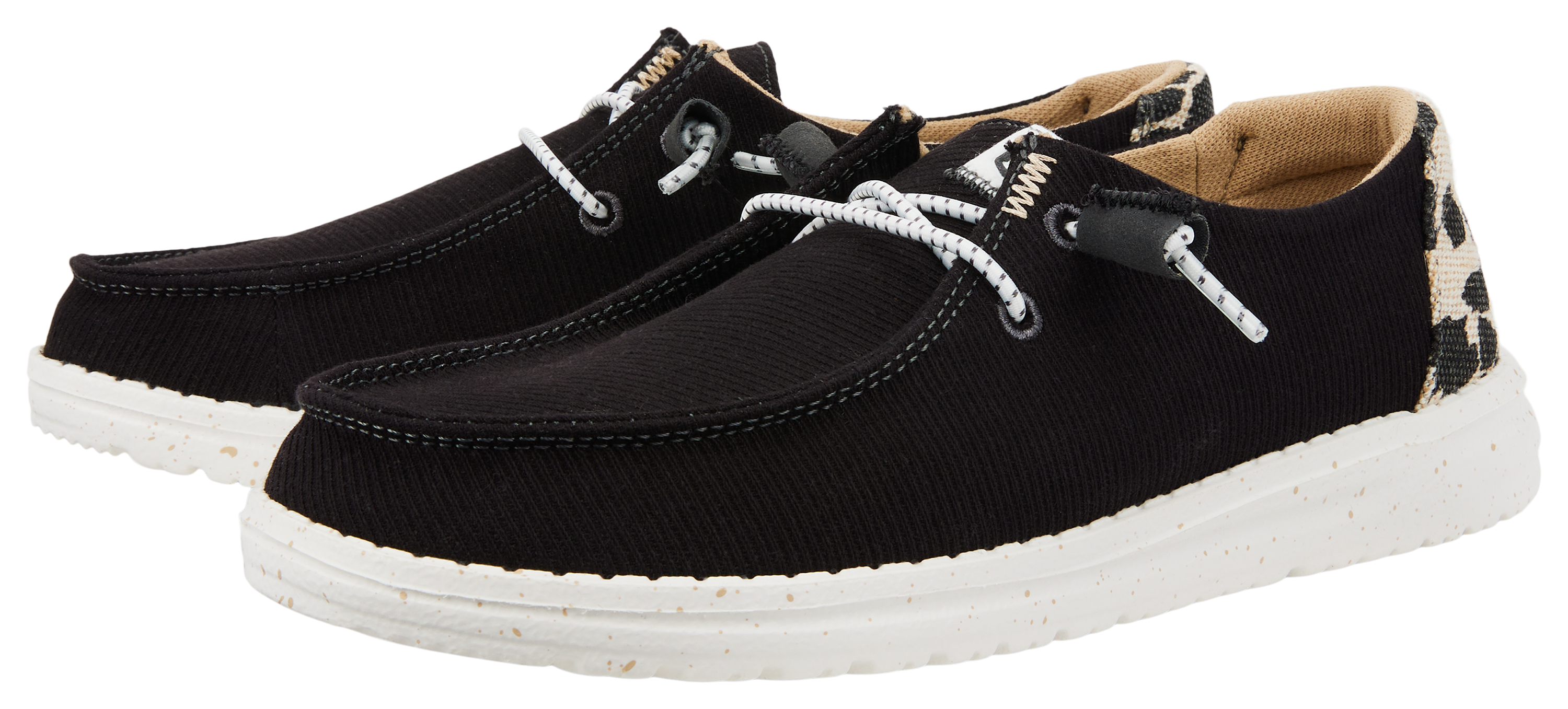 Image of HEYDUDE Wendy Leopard Casual Shoes for Ladies - Black Leopard - 7M