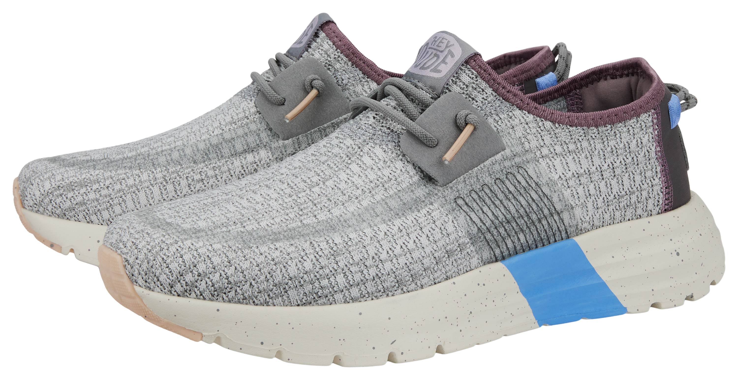 Image of HEYDUDE Sirocco Sport Stripe Slip-On Casual Shoes for Ladies - Grey - 10M