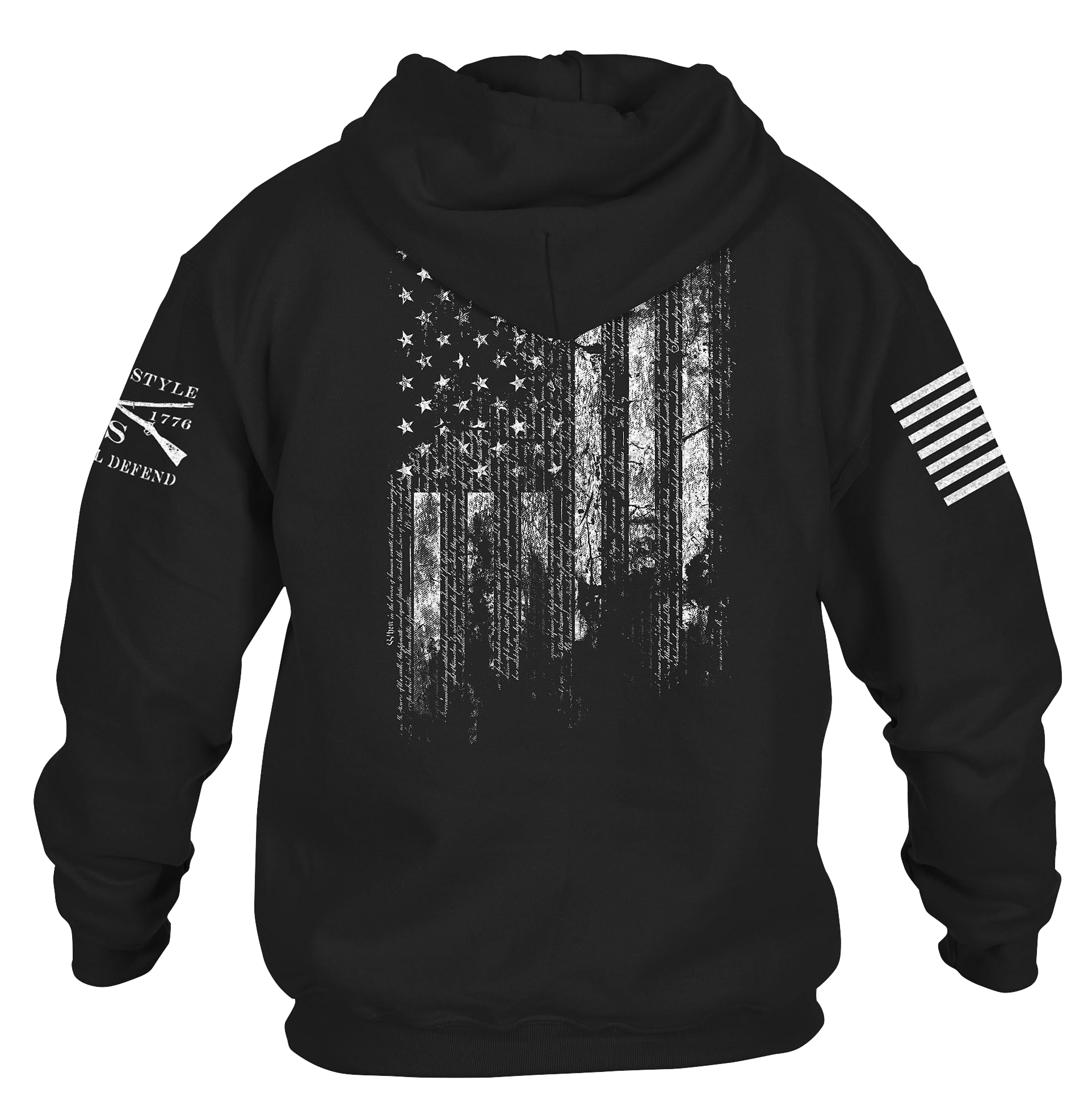 Image of Grunt Style 1776 Flag Long-Sleeve Hoodie - Black - XL