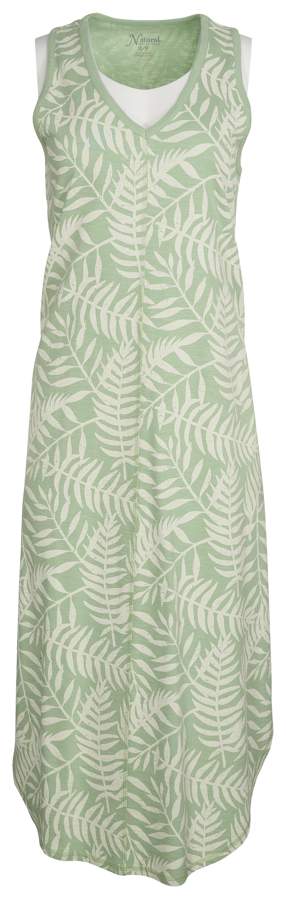 Image of Natural Reflections Leafy Printed Midi Tank Dress - Quiet Green